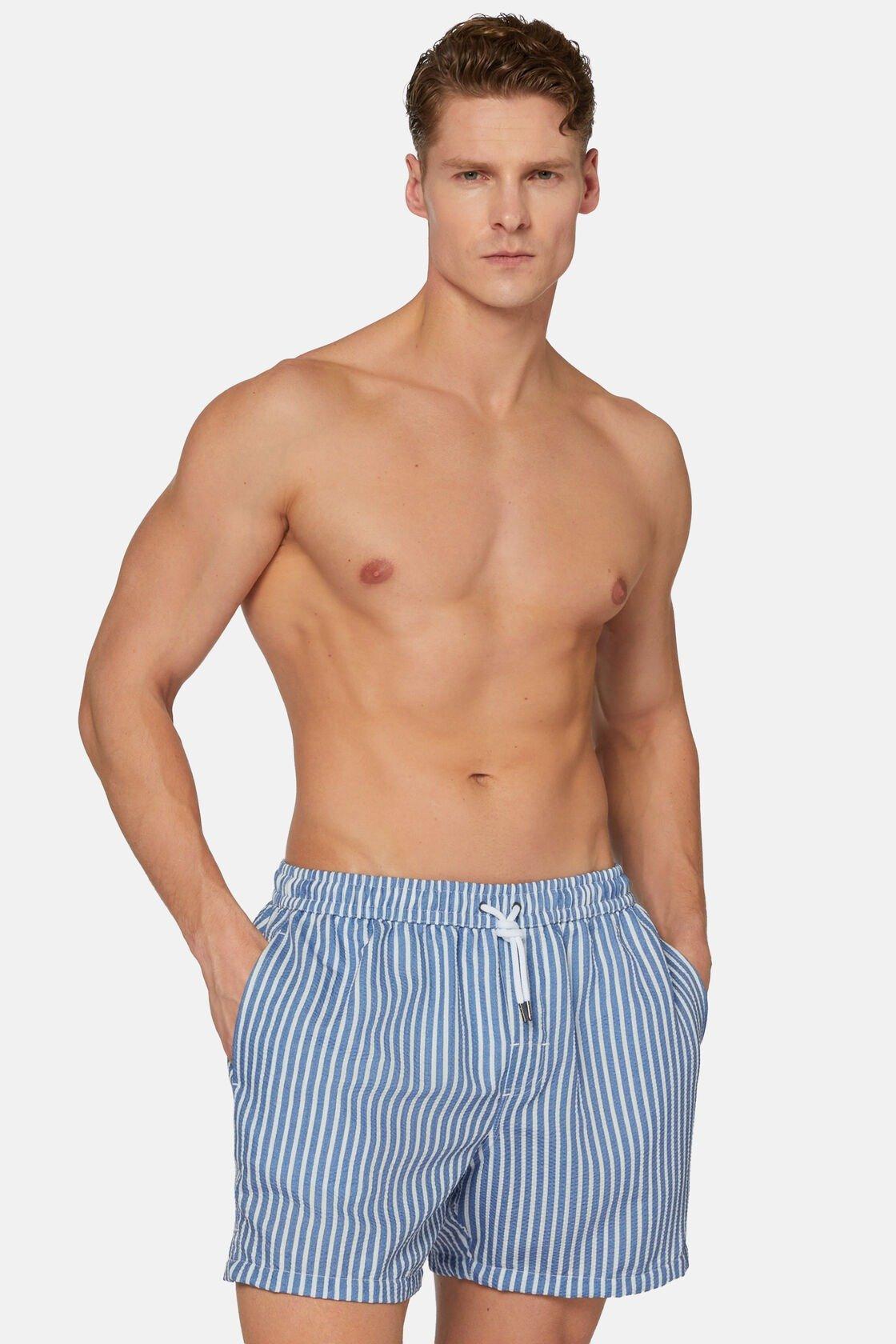 Stripe Print Swimsuit Blue, Light Blue, large image number 0