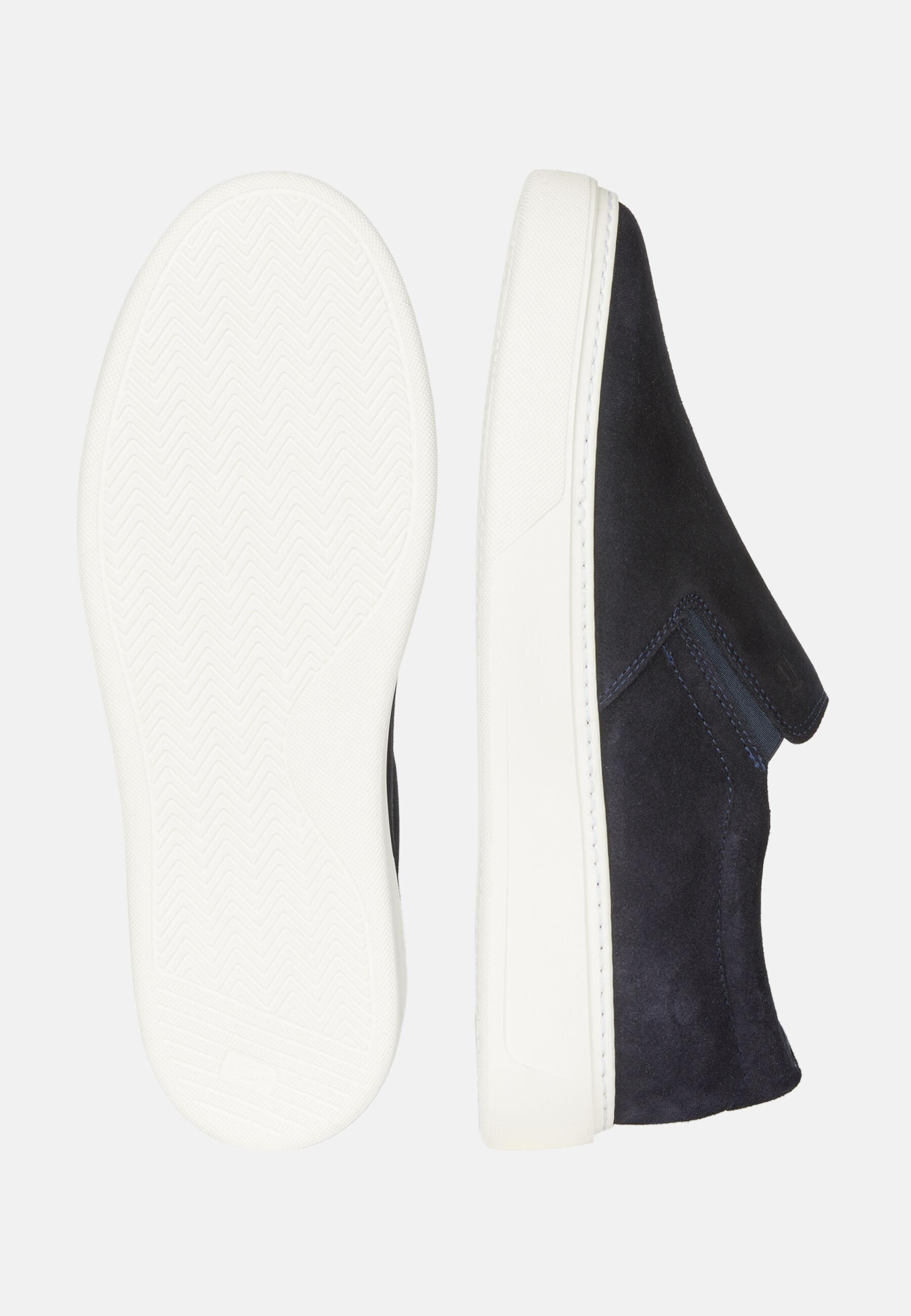 Suede Leather Slip-Ons, Navy Blue, Navy blue, large image number 3