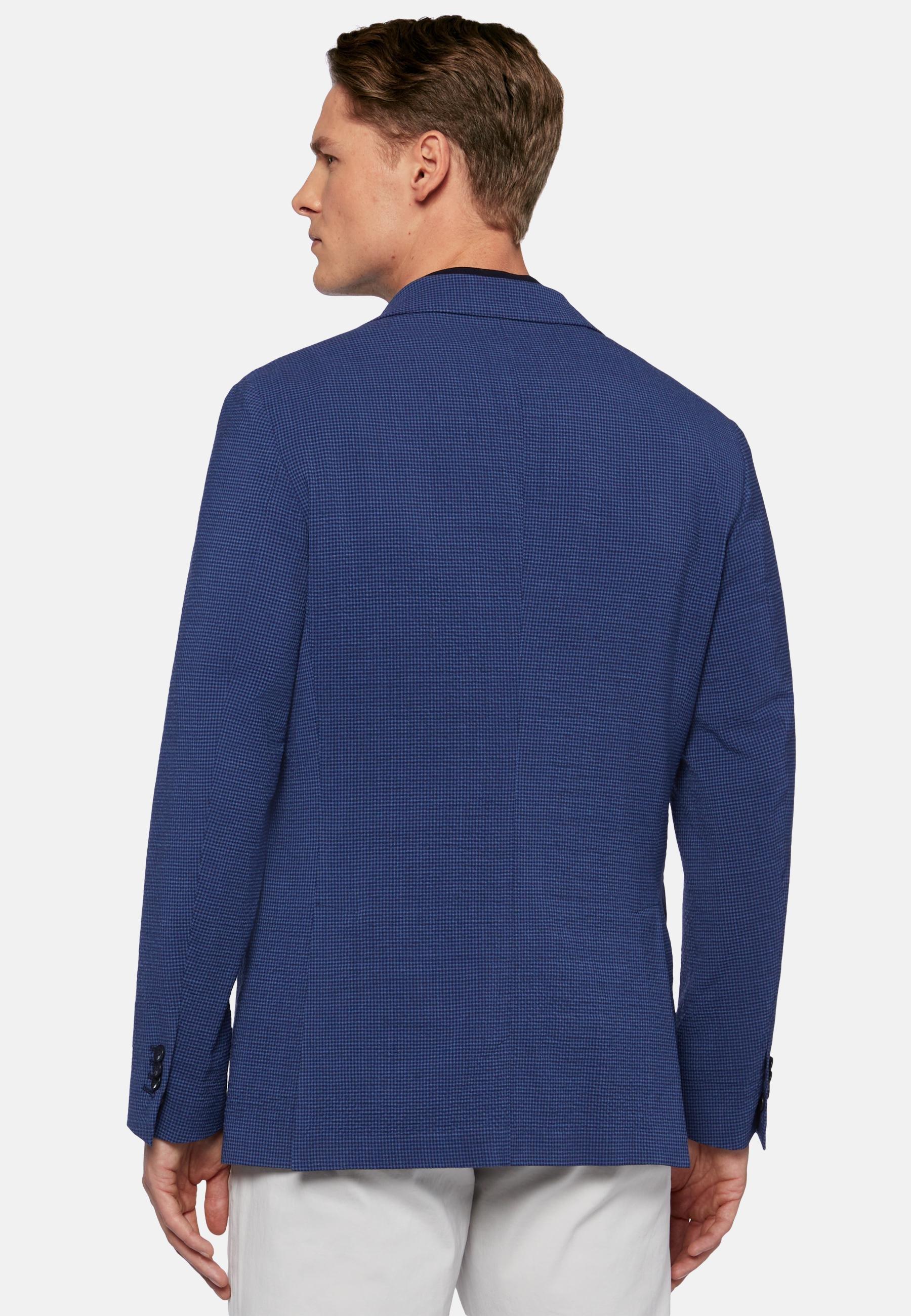 Stretch Seersucker Wool Jacket Blue, , large image number 1