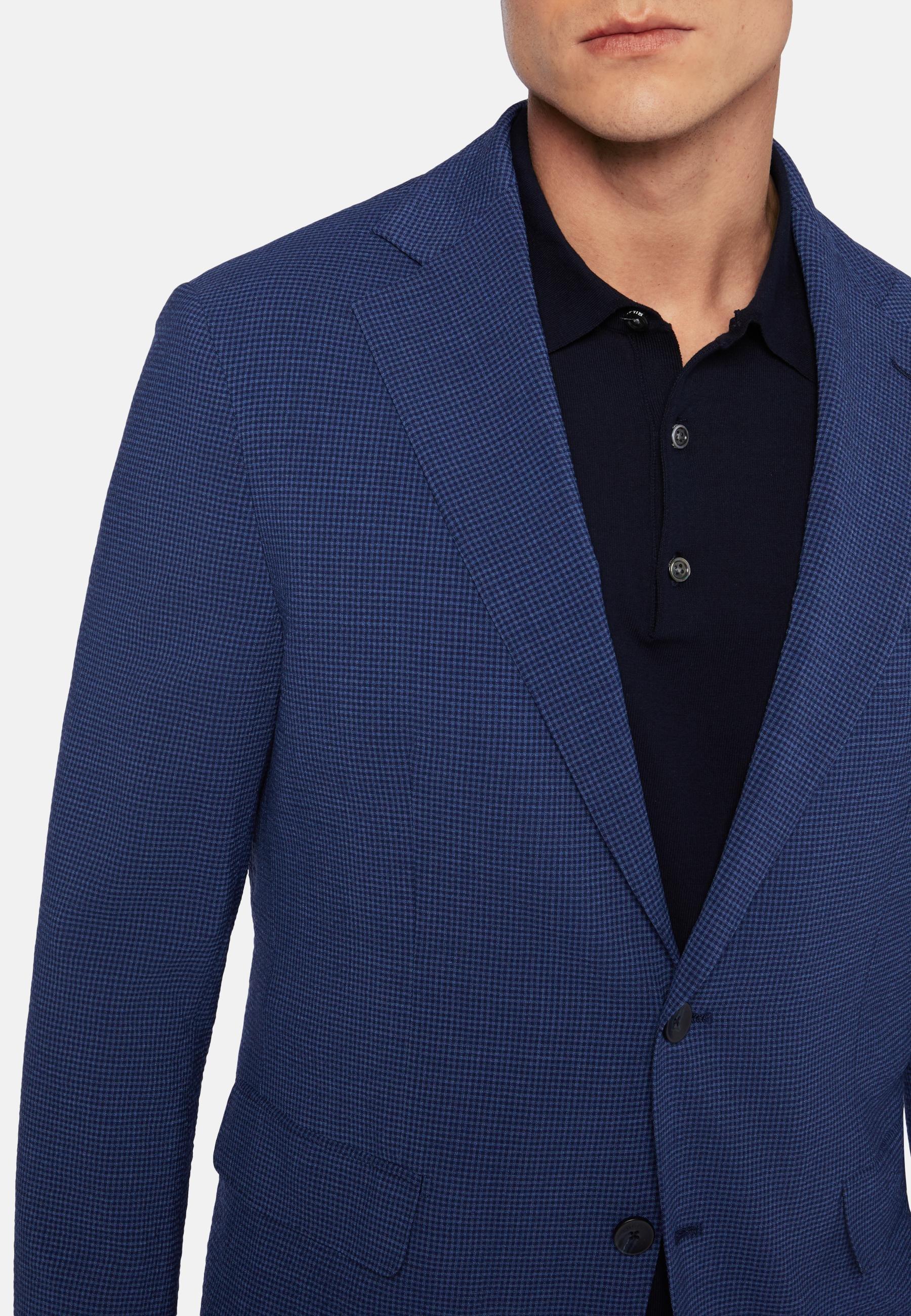 Stretch Seersucker Wool Jacket Blue, , large image number 2