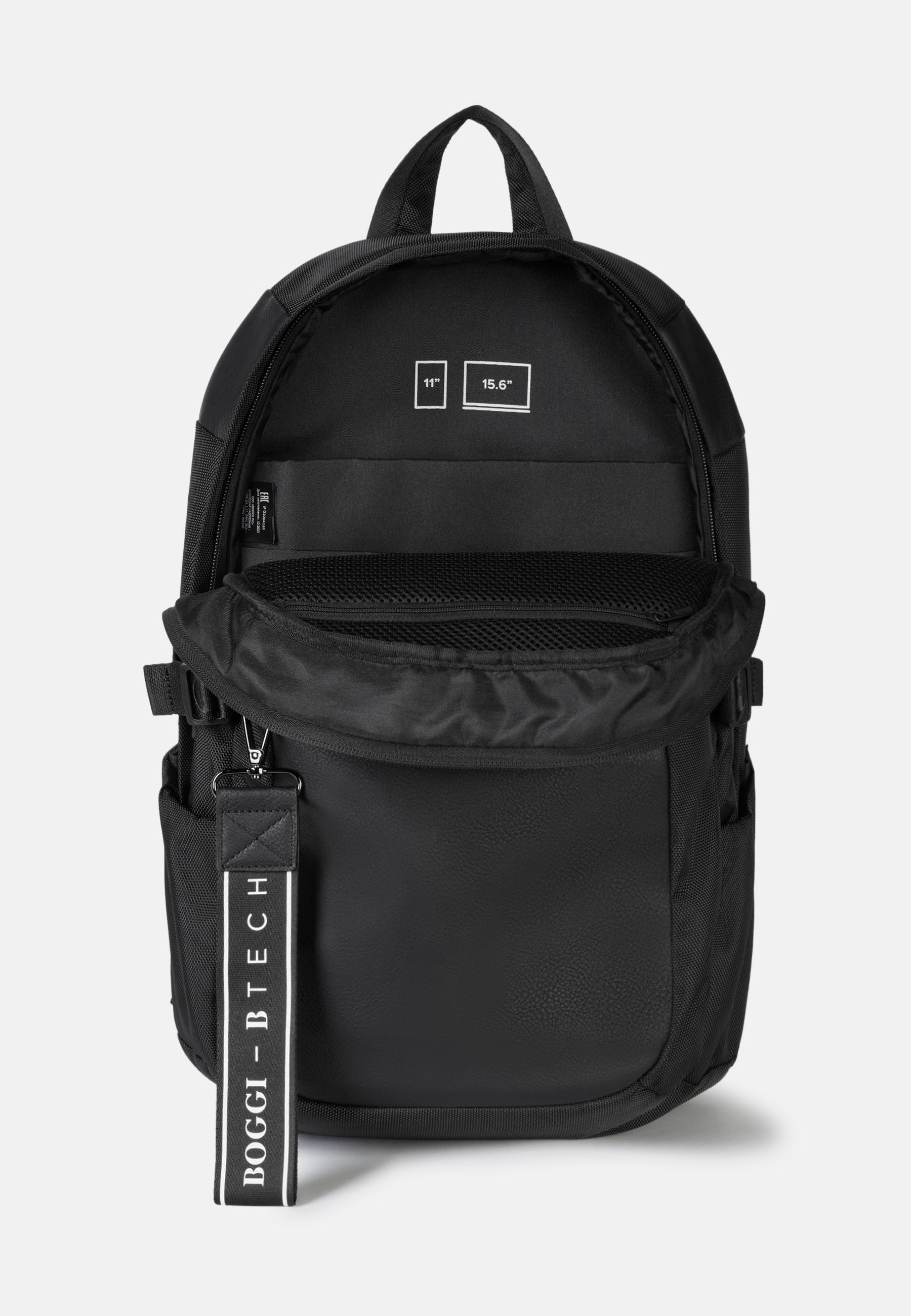 Black Backpack In Technical Fabric, Black, large image number 3