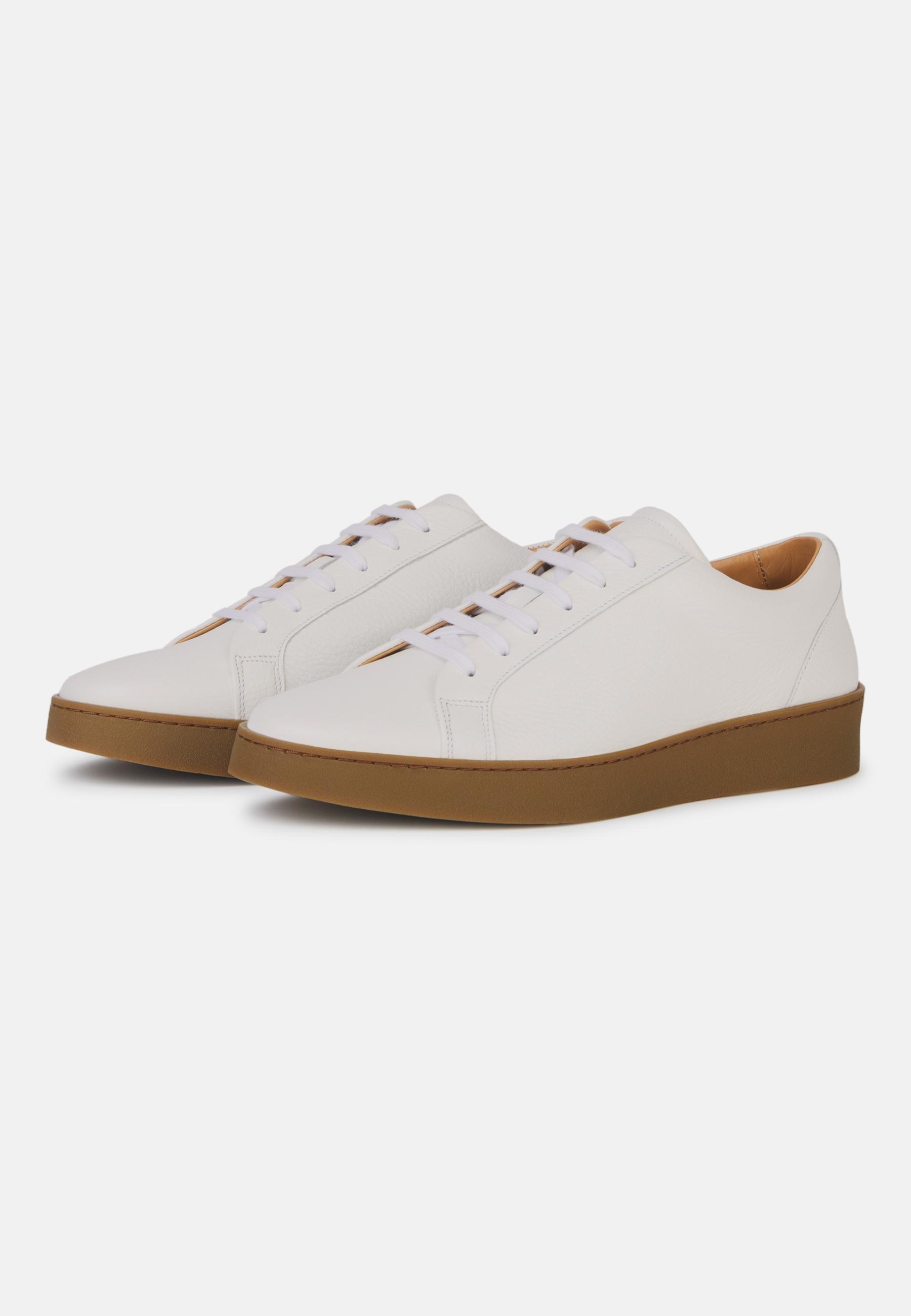 Tumbled Leather Trainers White, , large image number 1