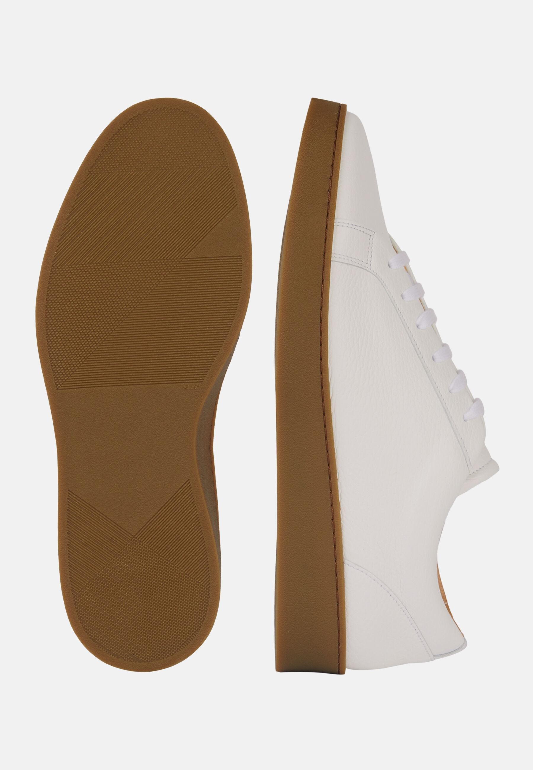 Tumbled Leather Trainers, White, White, large image number 3