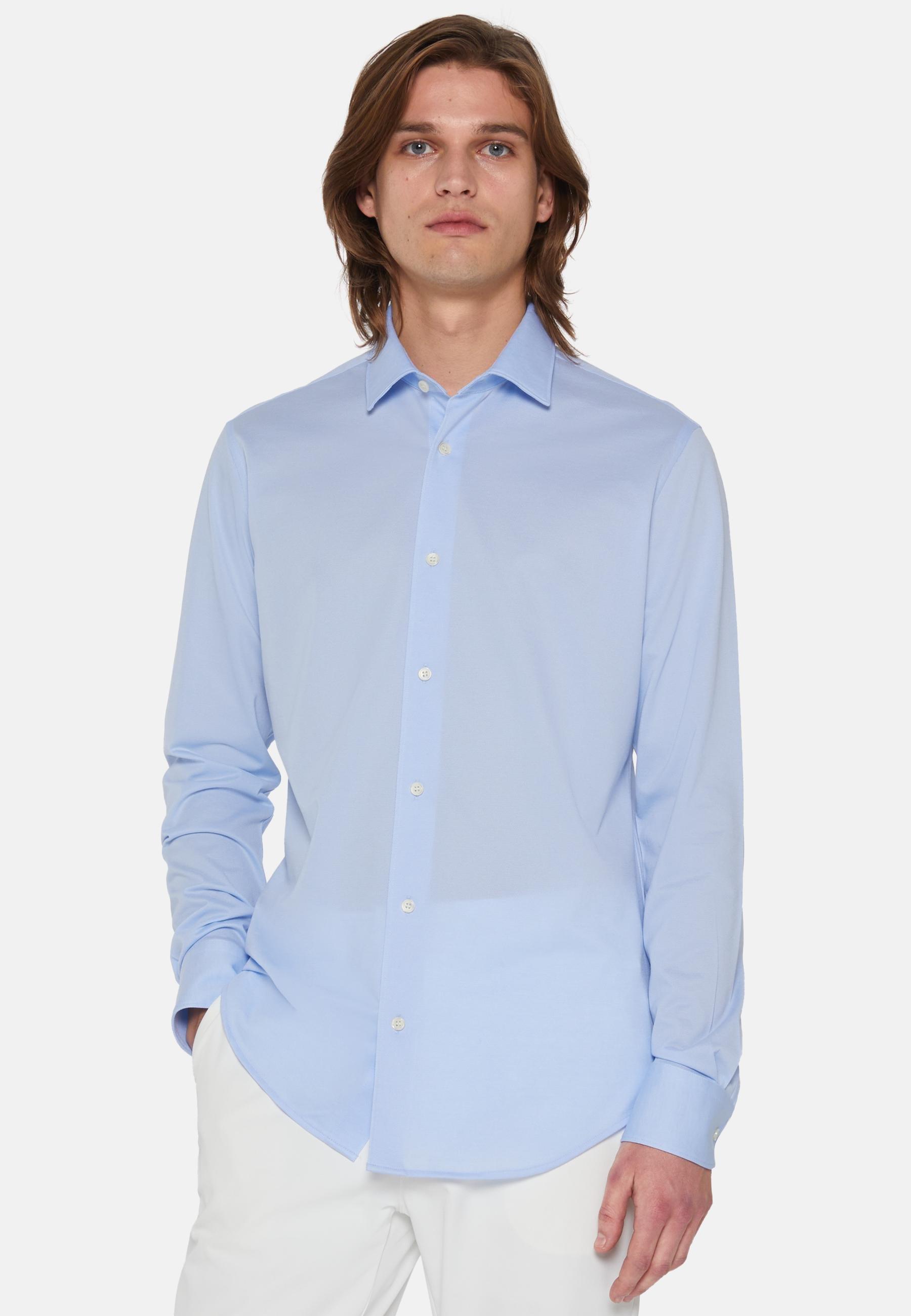 Slim Cotton Shirt Blue, 3901_LTBL, large image number 0
