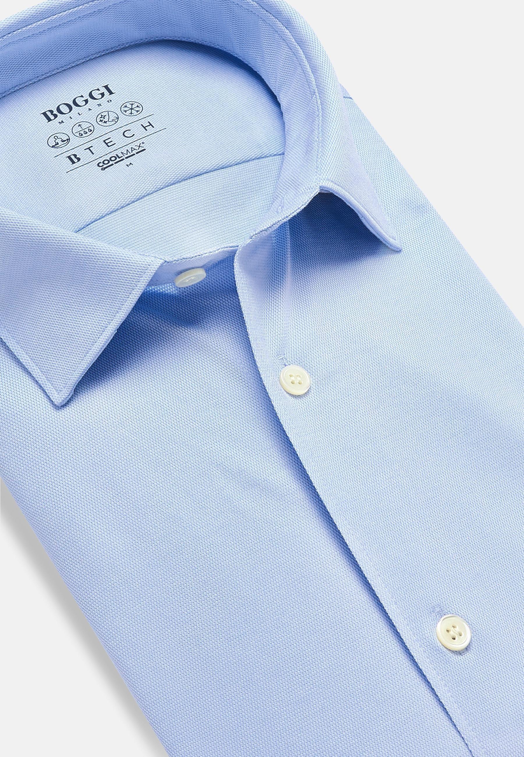 Slim Cotton Shirt Blue, 3901_LTBL, large image number 3