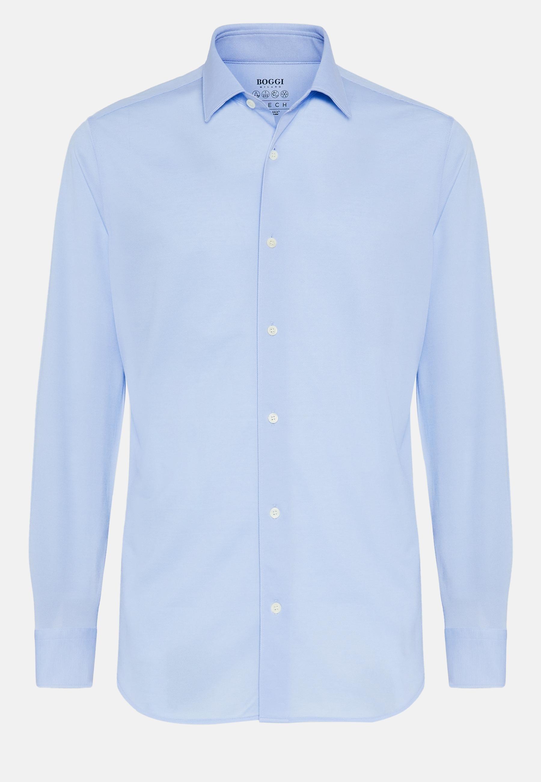 Slim Cotton Shirt Blue, 3901_LTBL, large image number 4