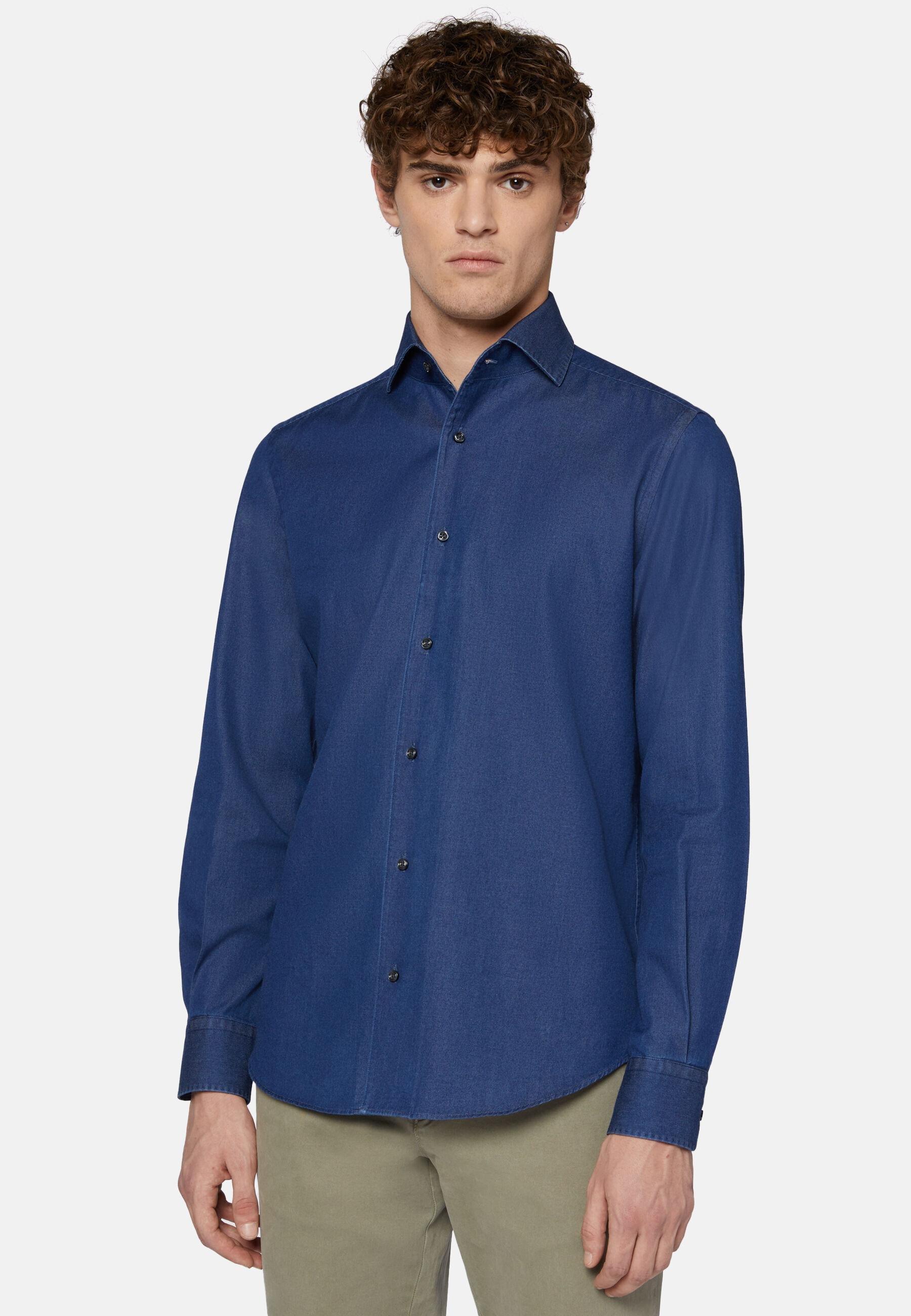 Cotton Denim Shirt Blue, 3901_BLUE, large image number 0