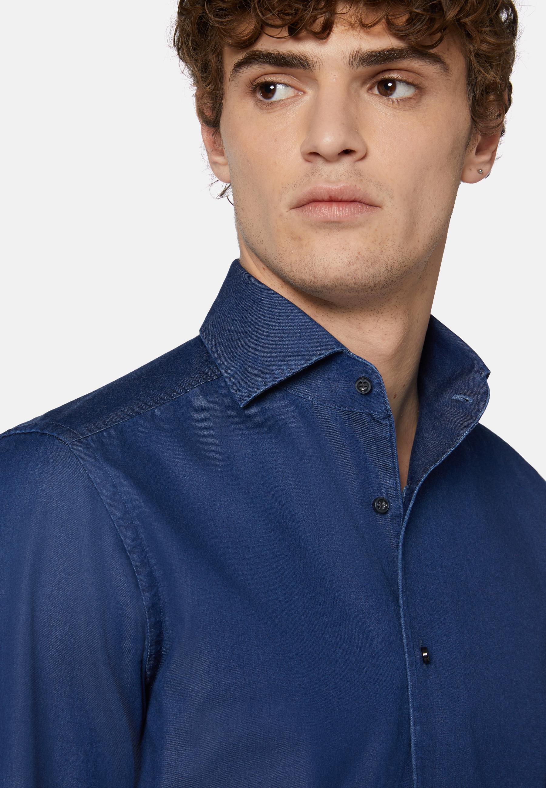 Cotton Denim Shirt Blue, , large image number 1