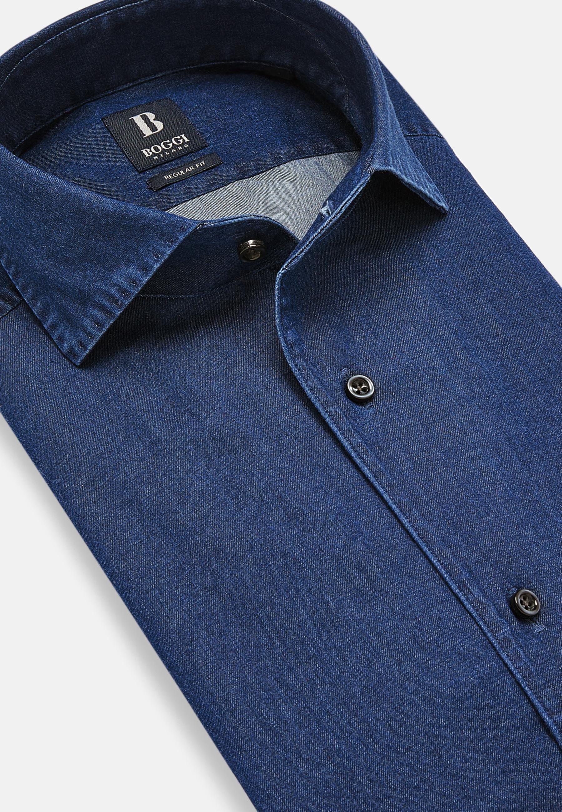 Cotton Denim Shirt Blue, , large image number 3