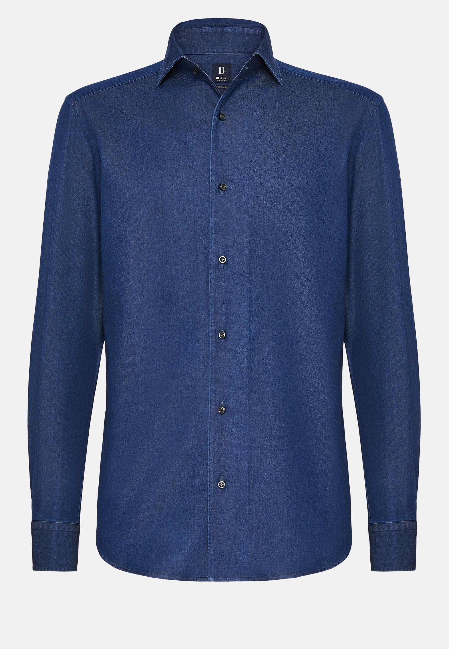 Cotton Denim Shirt Blue, , large image number 4