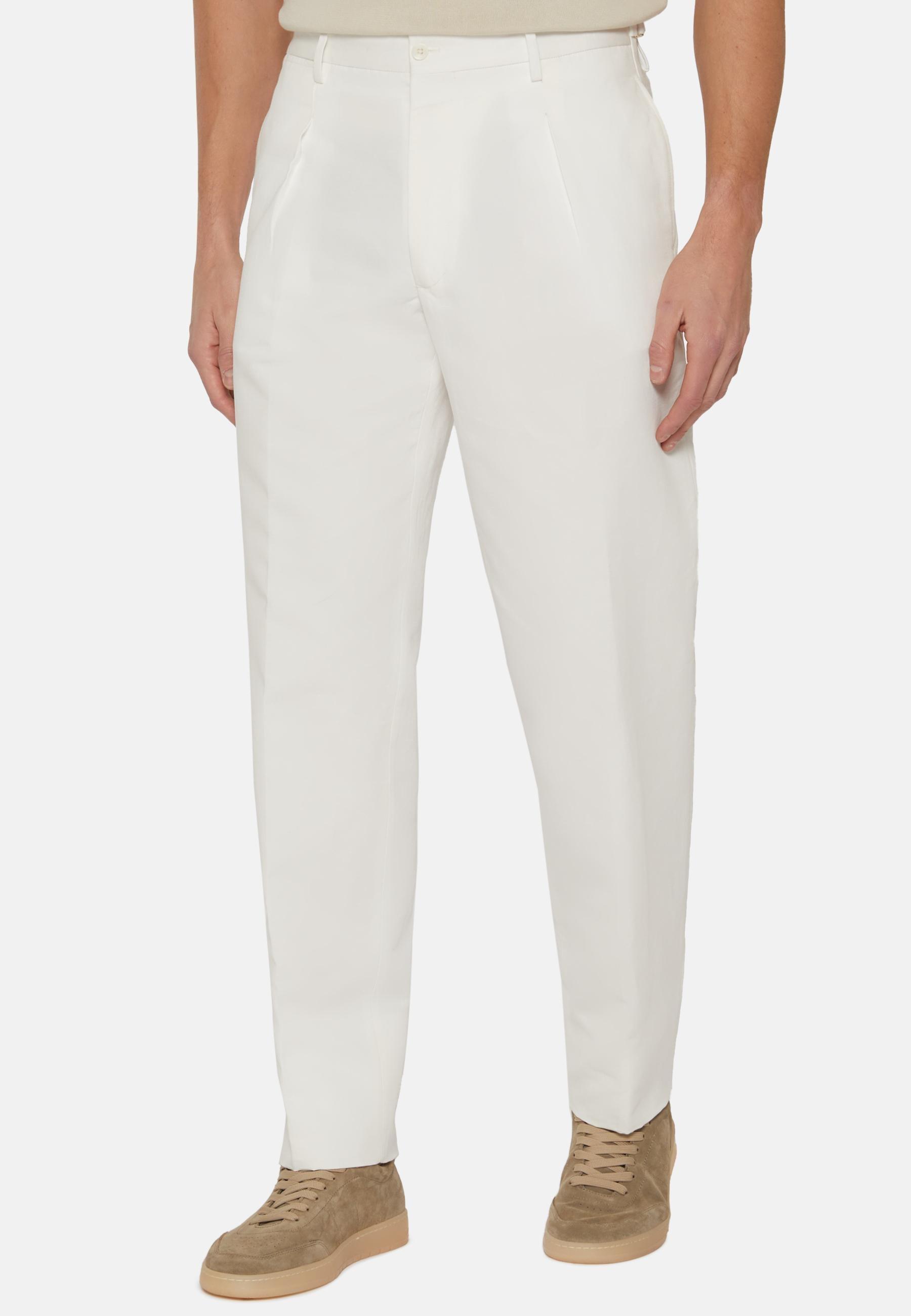 Cotton Linen Trousers White, White, large image number 0