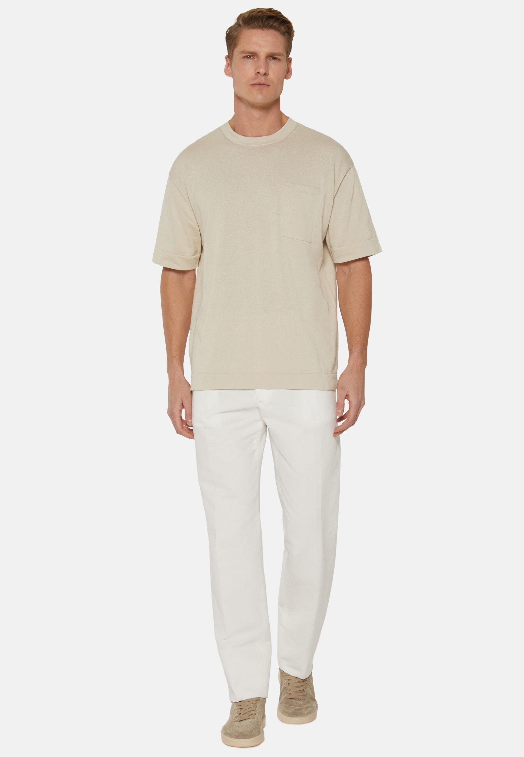 Cotton Linen Trousers White, White, medium