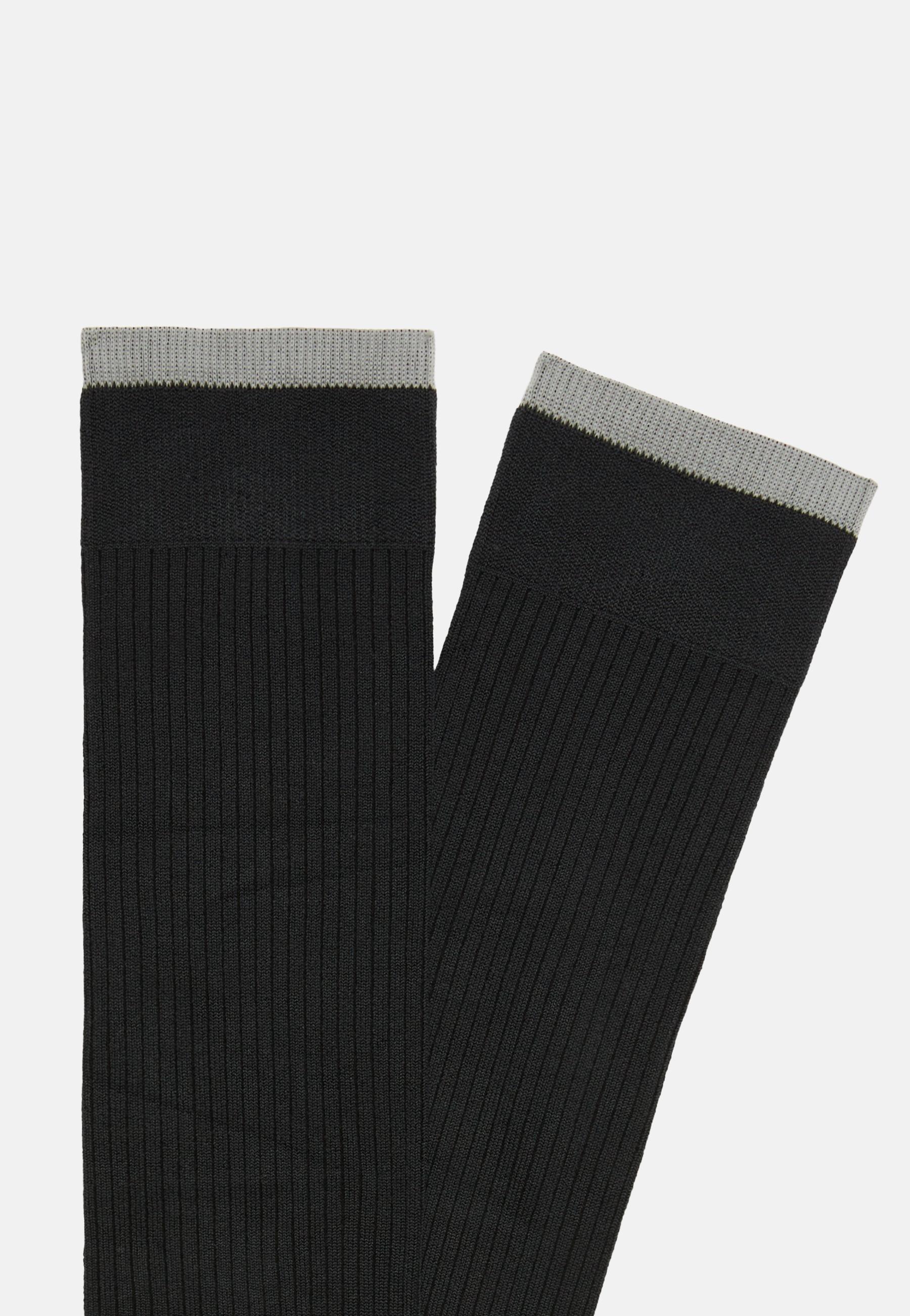 Ribbed Pattern Socks Grey, Dark Grey, large image number 1