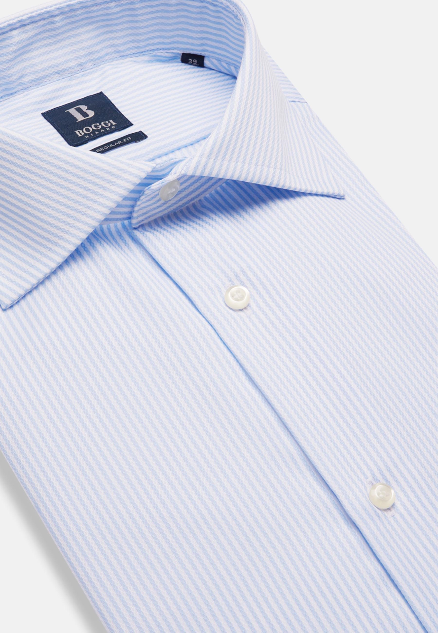 Striped Dobby Cotton Shirt Blue, Light Blue, large image number 3