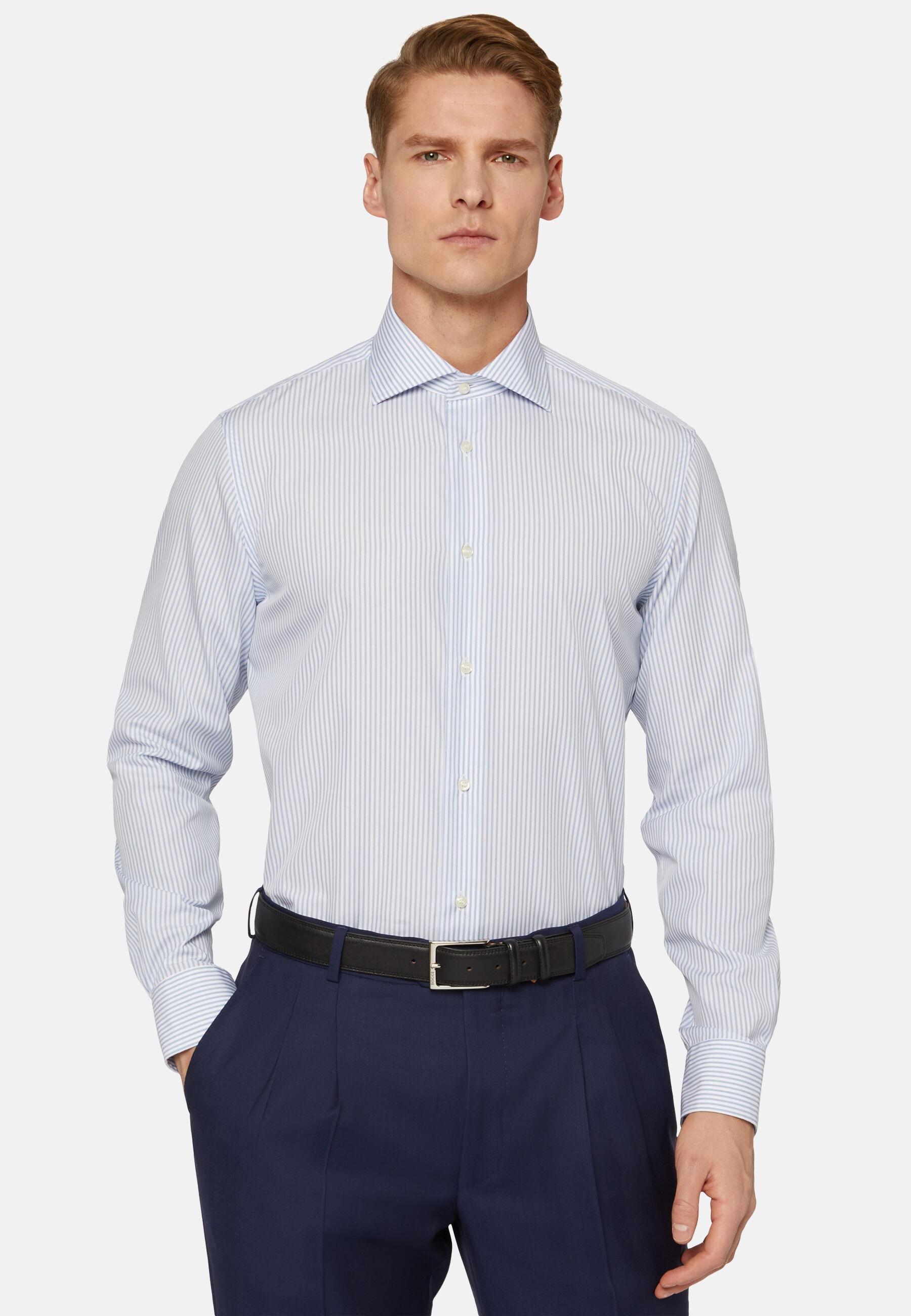 Slim Cotton Shirt Blue, 3901_LTBL, large image number 0