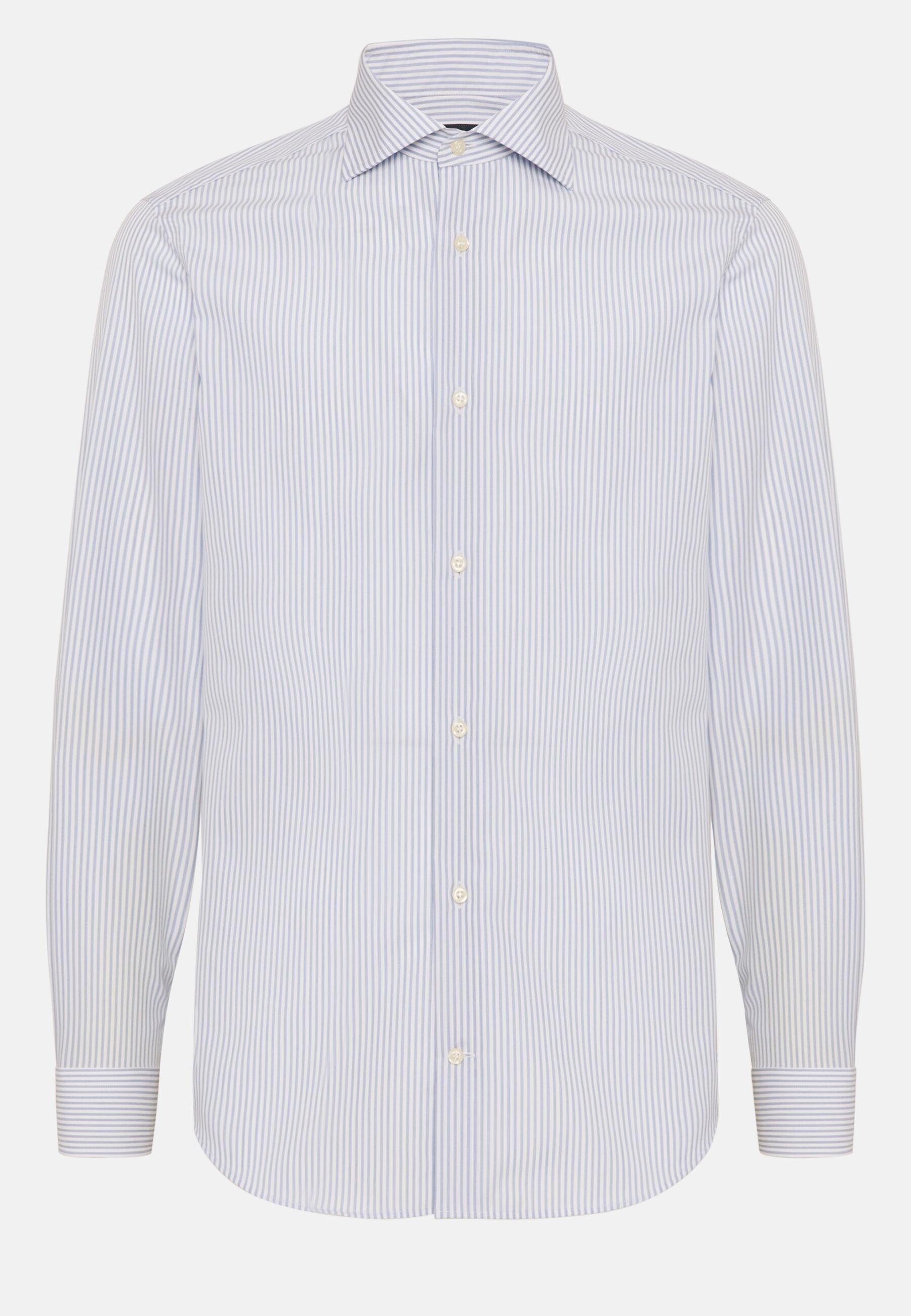 Slim Cotton Shirt Blue, 3901_LTBL, large image number 4