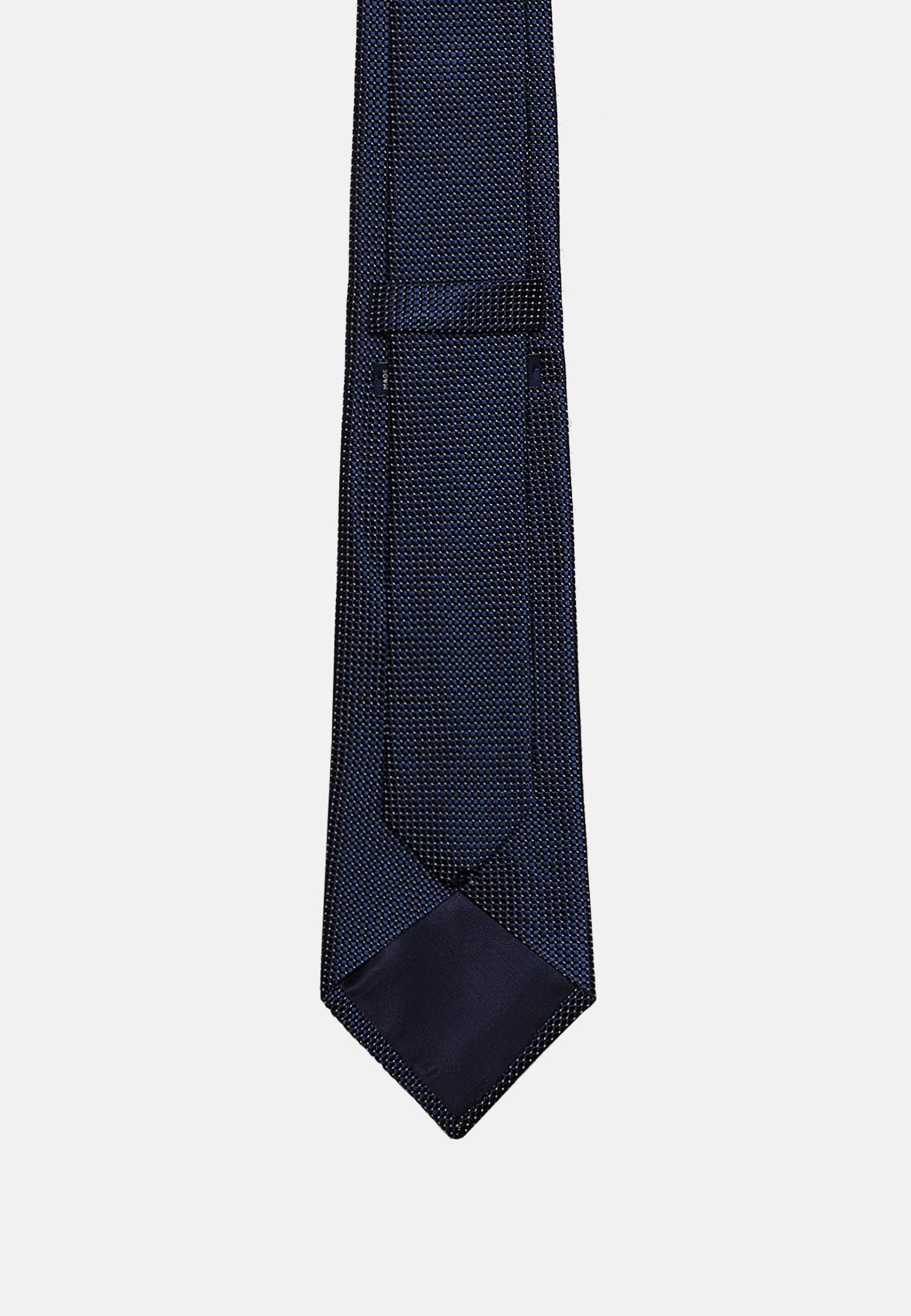 Navy Micro Design Silk Blend Tie, Navy blue, large image number 2