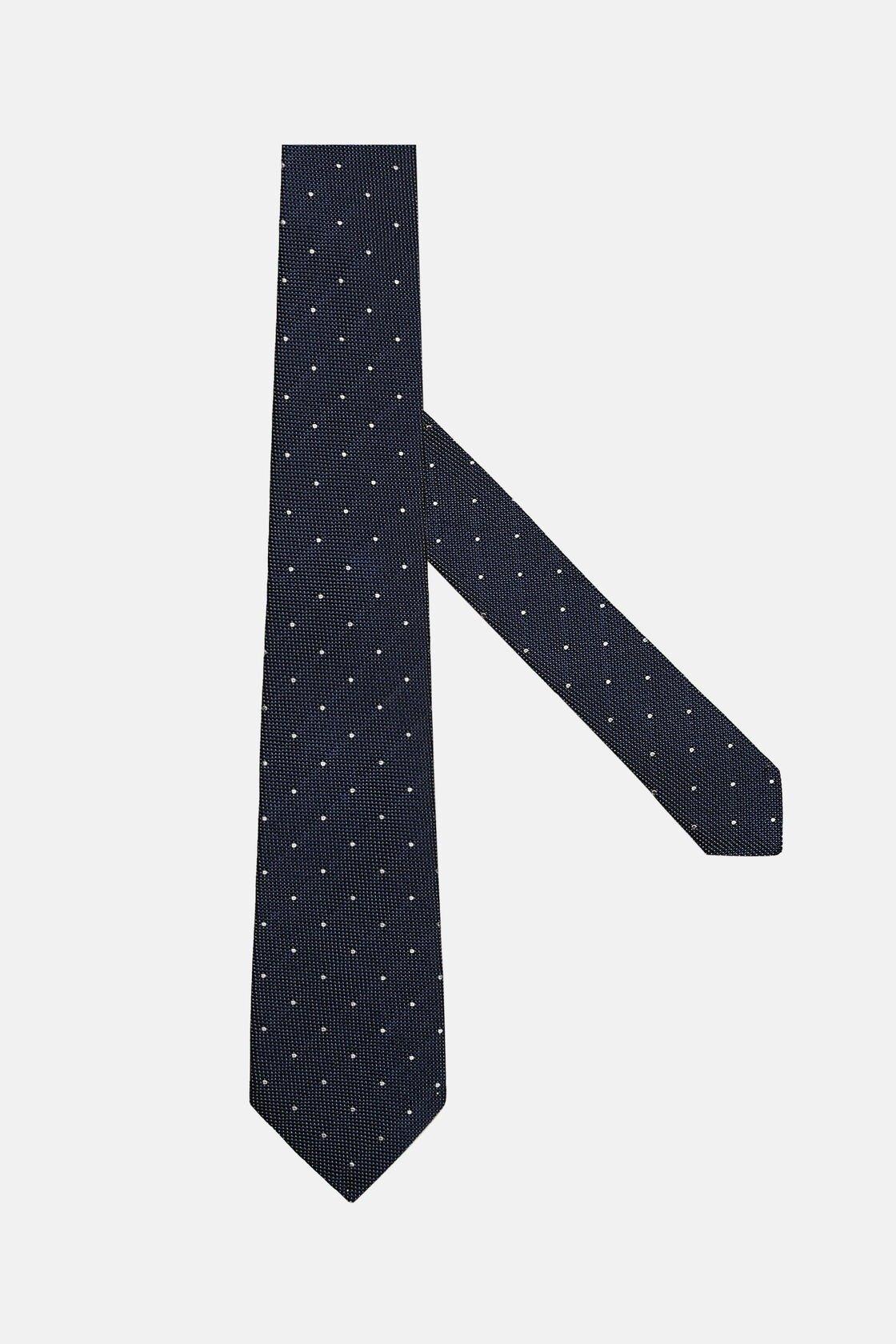 Navy Polka Dot Silk Tie, Navy blue, large image number 0