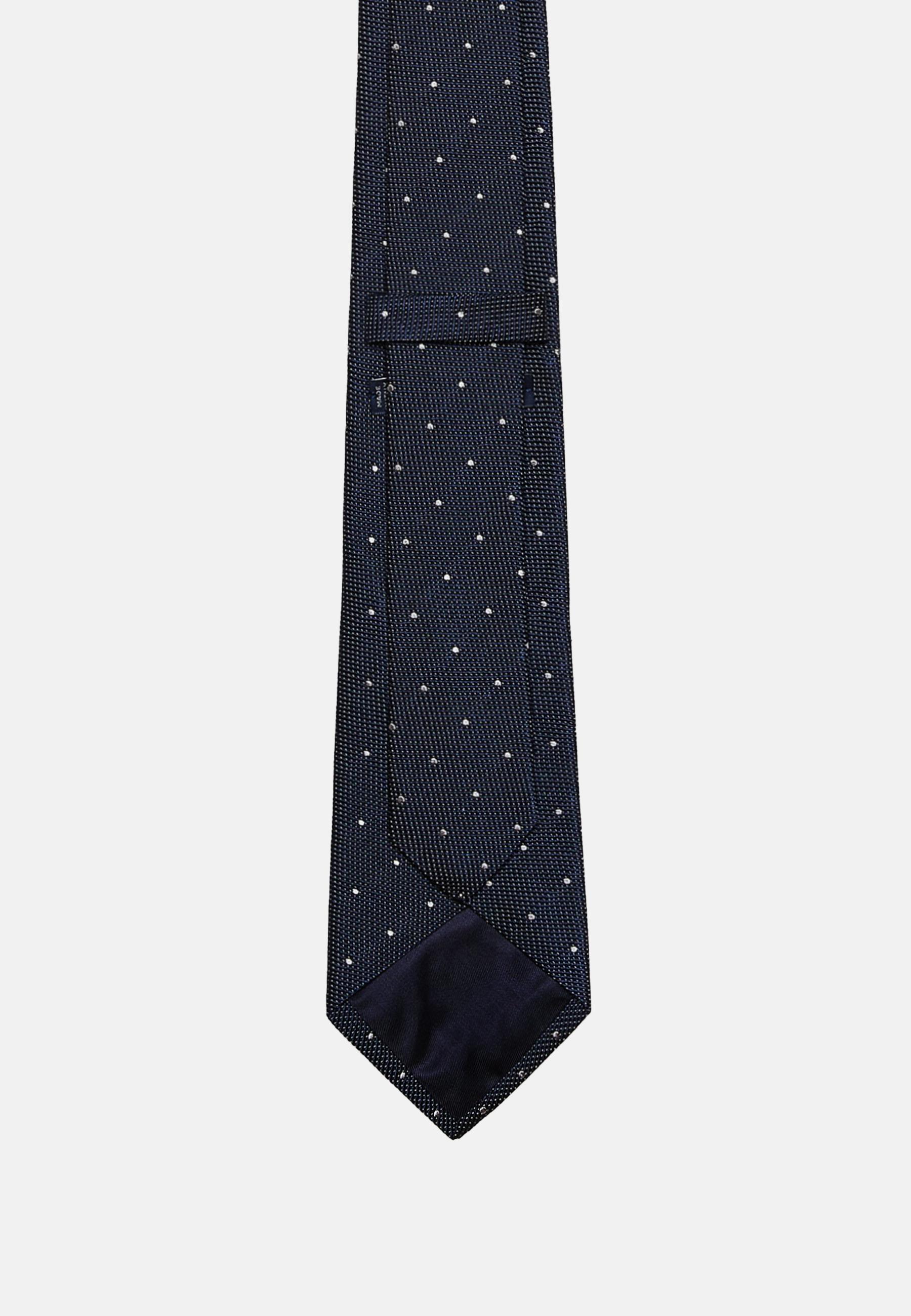 Navy Polka Dot Silk Tie, Navy blue, large image number 1