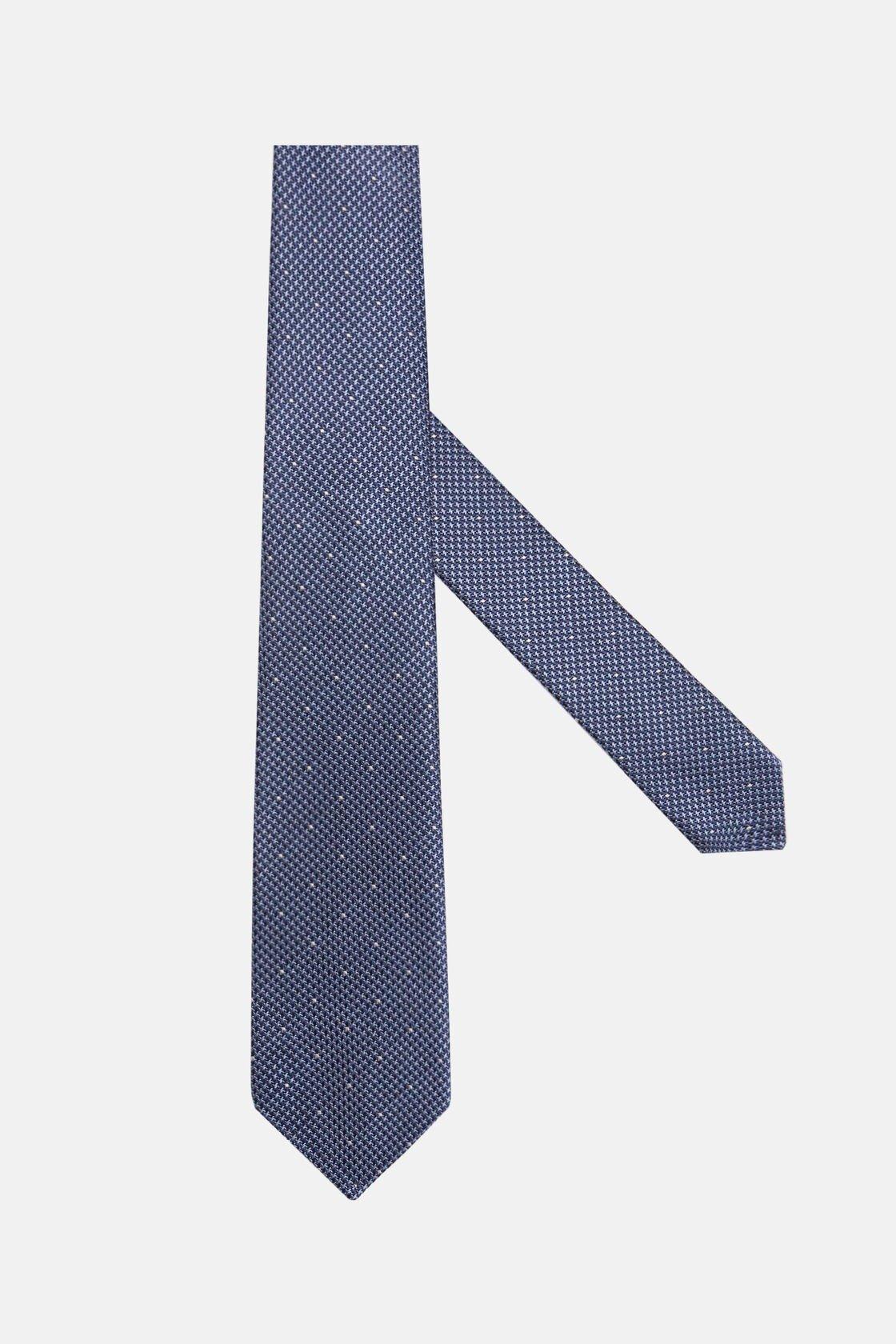 Navy Houndstooth Pattern Silk Blend Tie, Navy blue, large image number 0