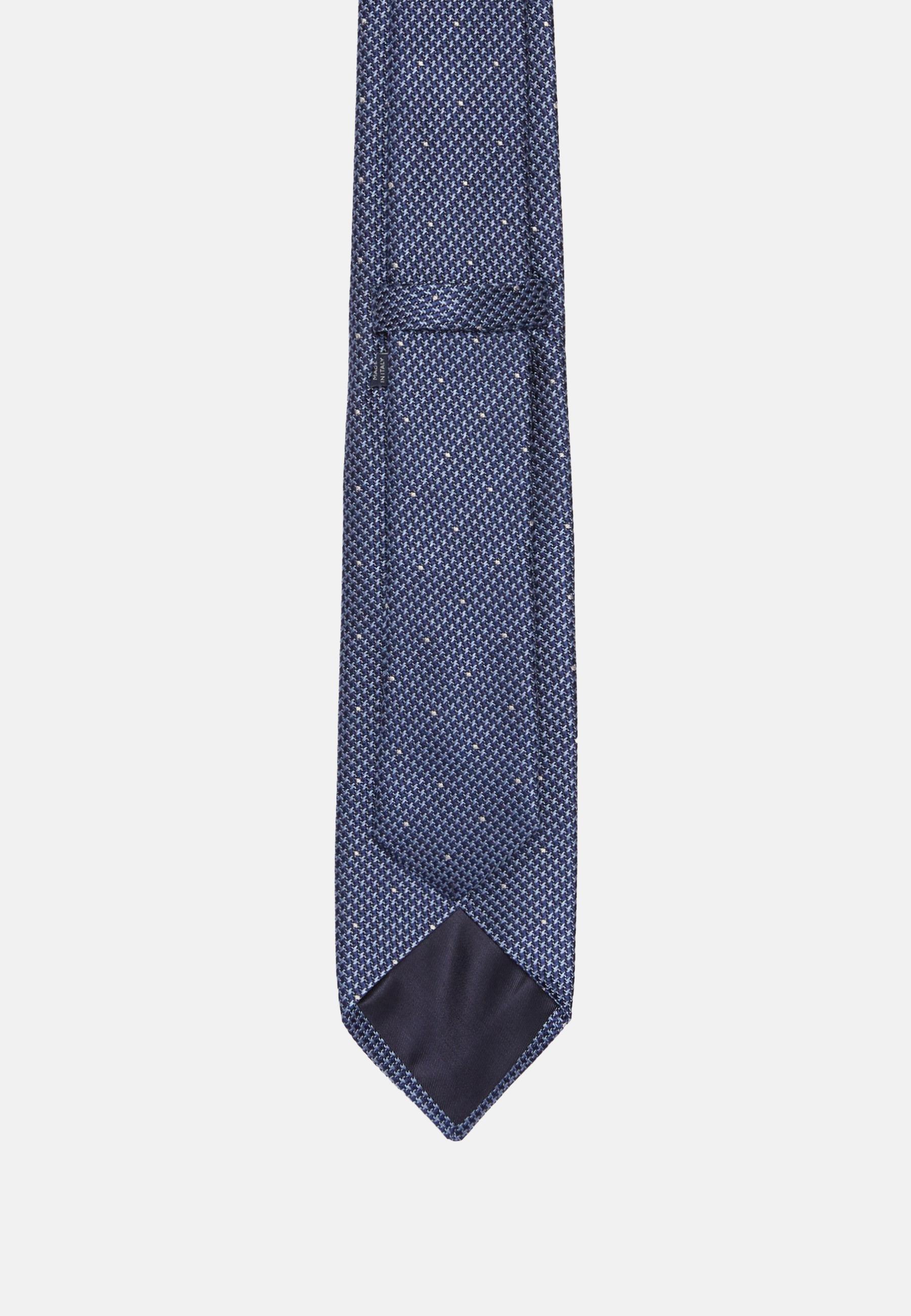 Navy Houndstooth Pattern Silk Blend Tie, Navy blue, large image number 1