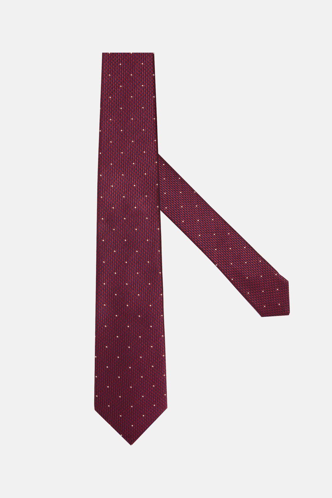 Burgundy Houndstooth Pattern Silk Blend Tie, Burgundy, large image number 0