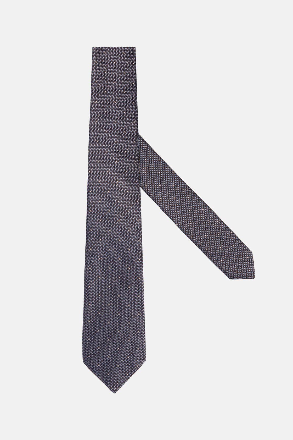 Navy Houndstooth Pattern Silk Blend Tie, 3901_LTBL, large image number 0