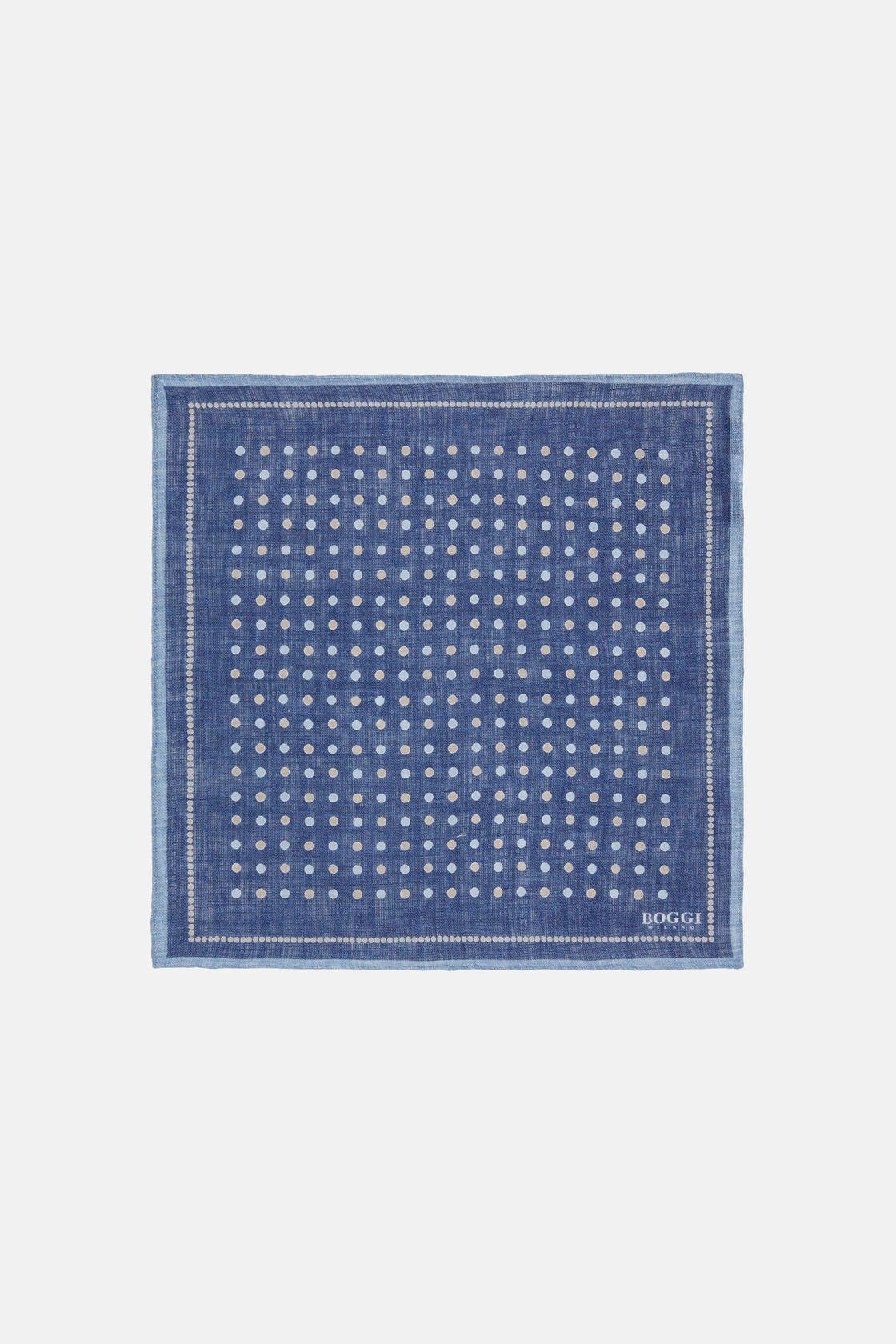 Polka Dot Linen Pocket Square Blue, Blue, large image number 0