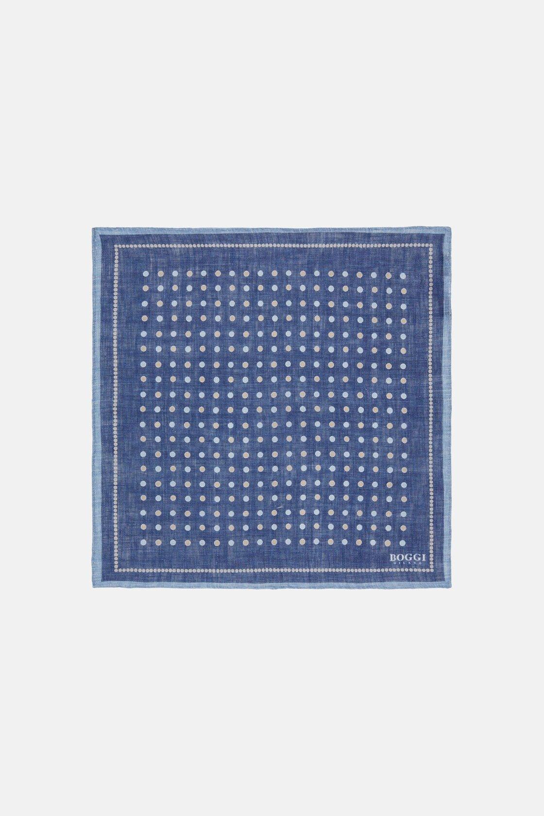 Boggi Milano - Blue Polka Dot Linen Pocket Square