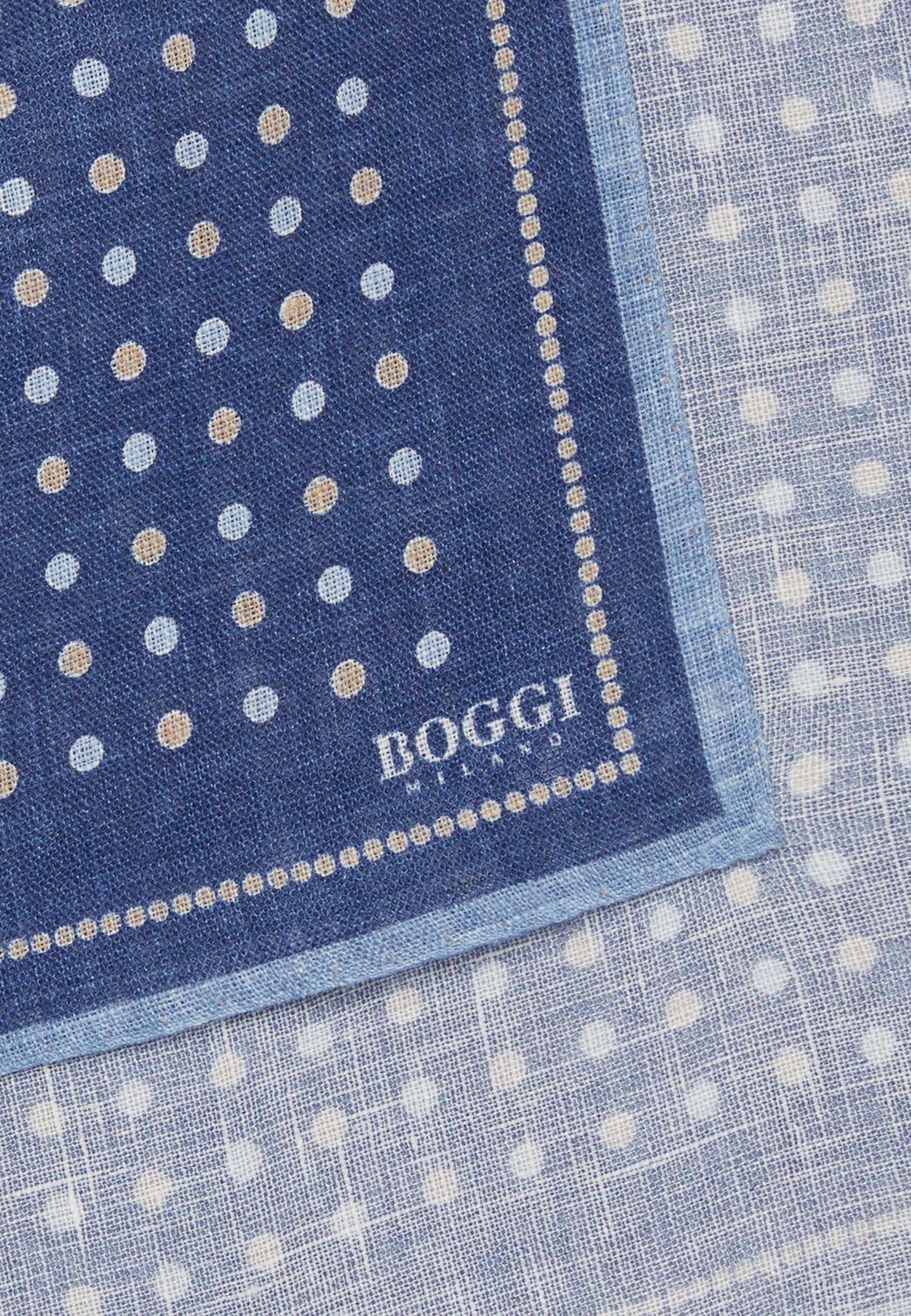 Boggi Milano - Blue Polka Dot Linen Pocket Square