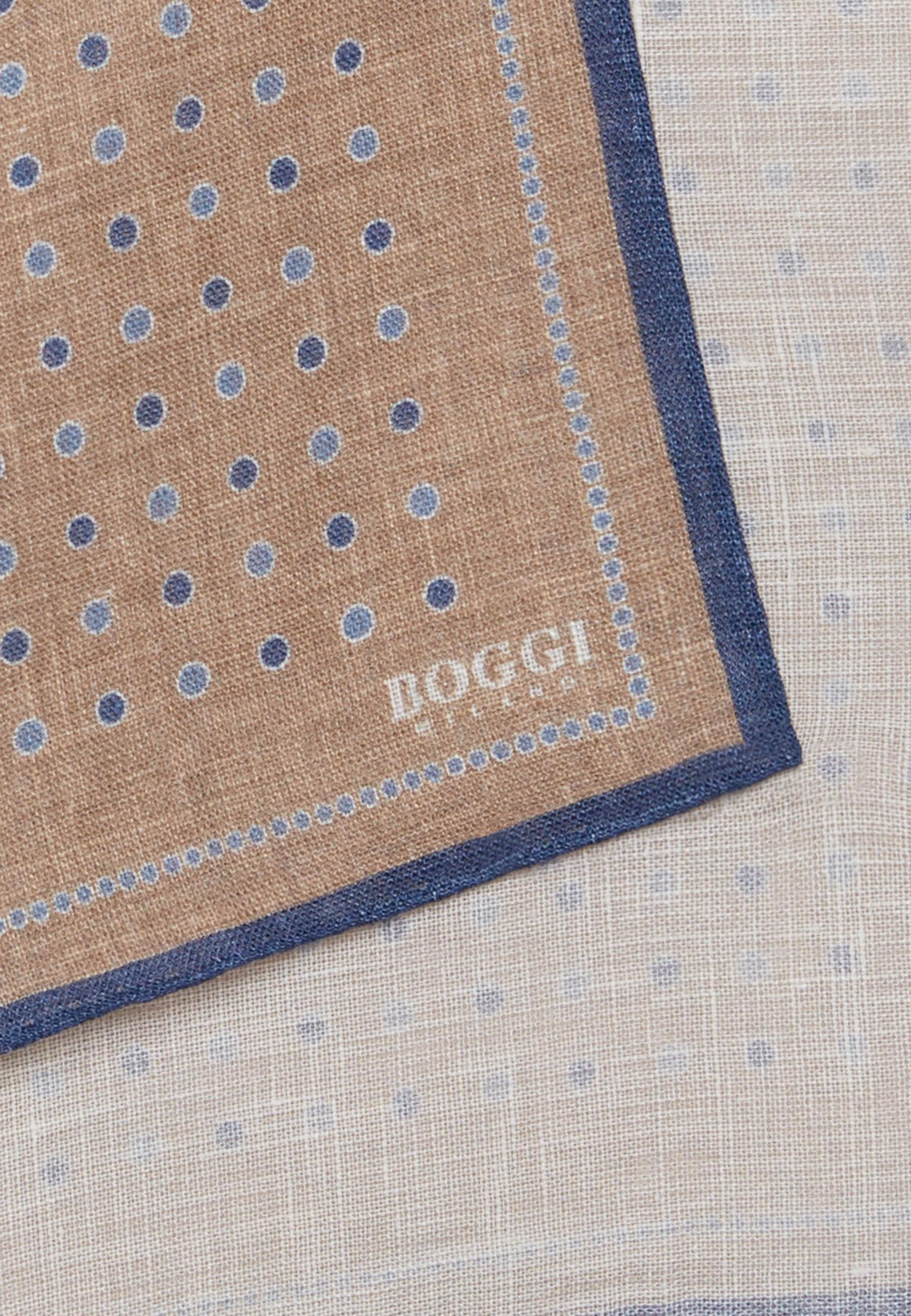 Boggi Milano - Beige Polka Dot Linen Pocket Square