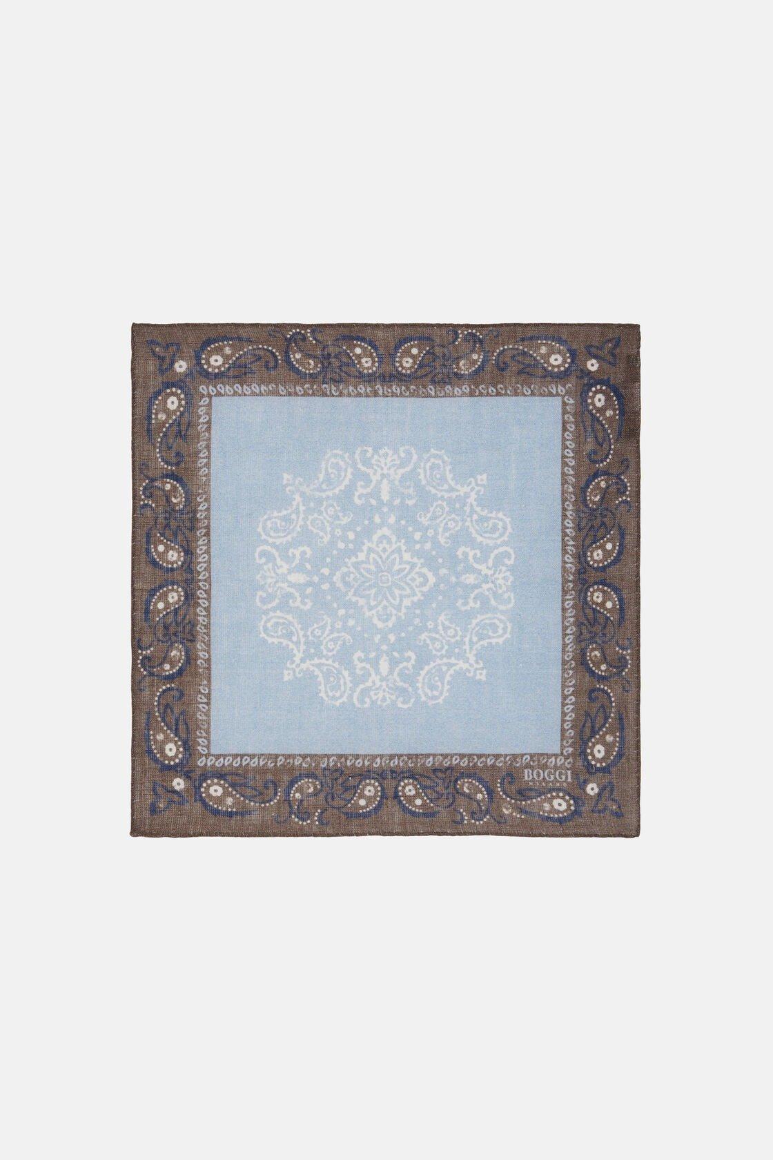 Boggi Milano - Blue Macro Patterned Linen Pocket Square