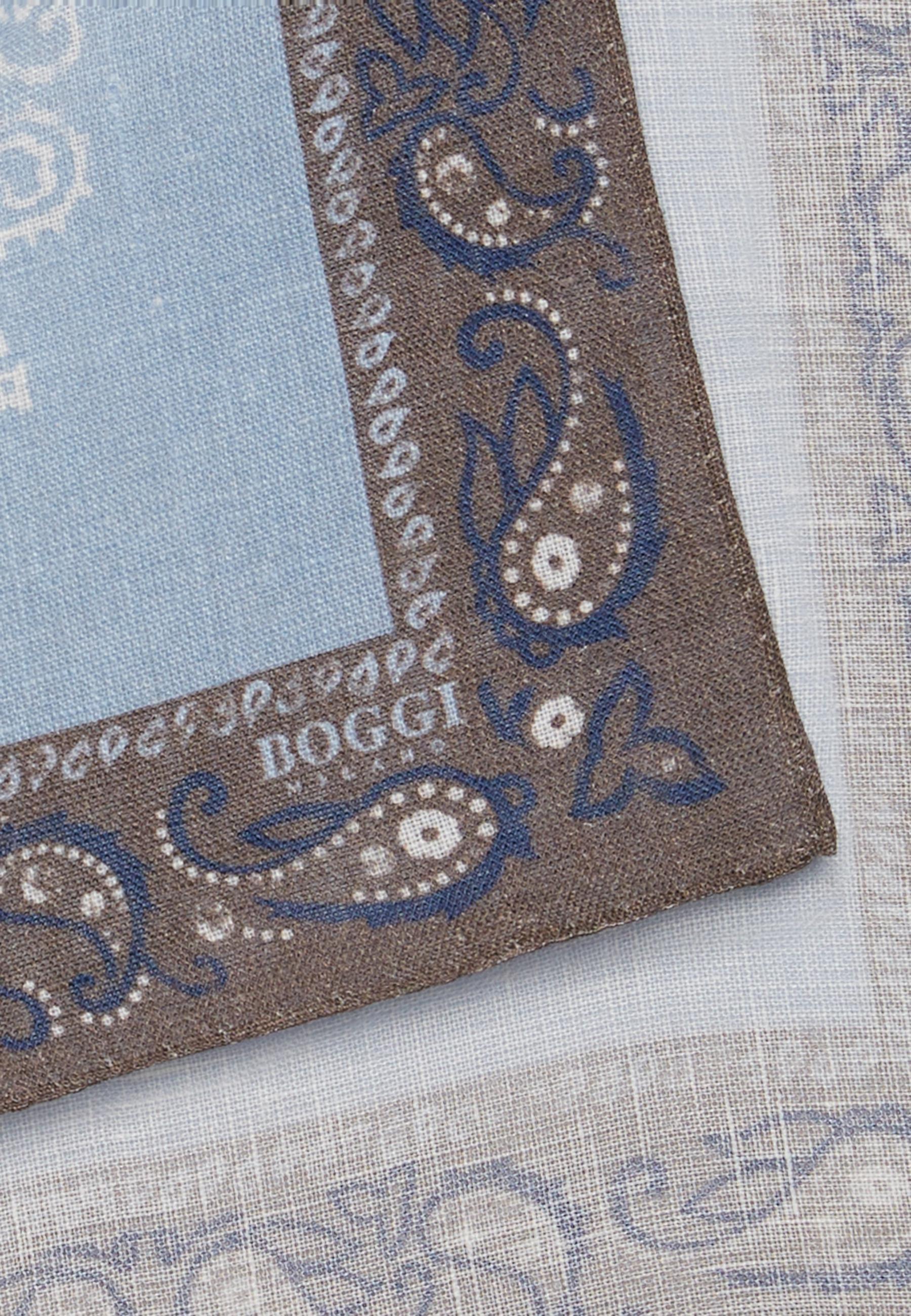 Boggi Milano - Blue Macro Patterned Linen Pocket Square