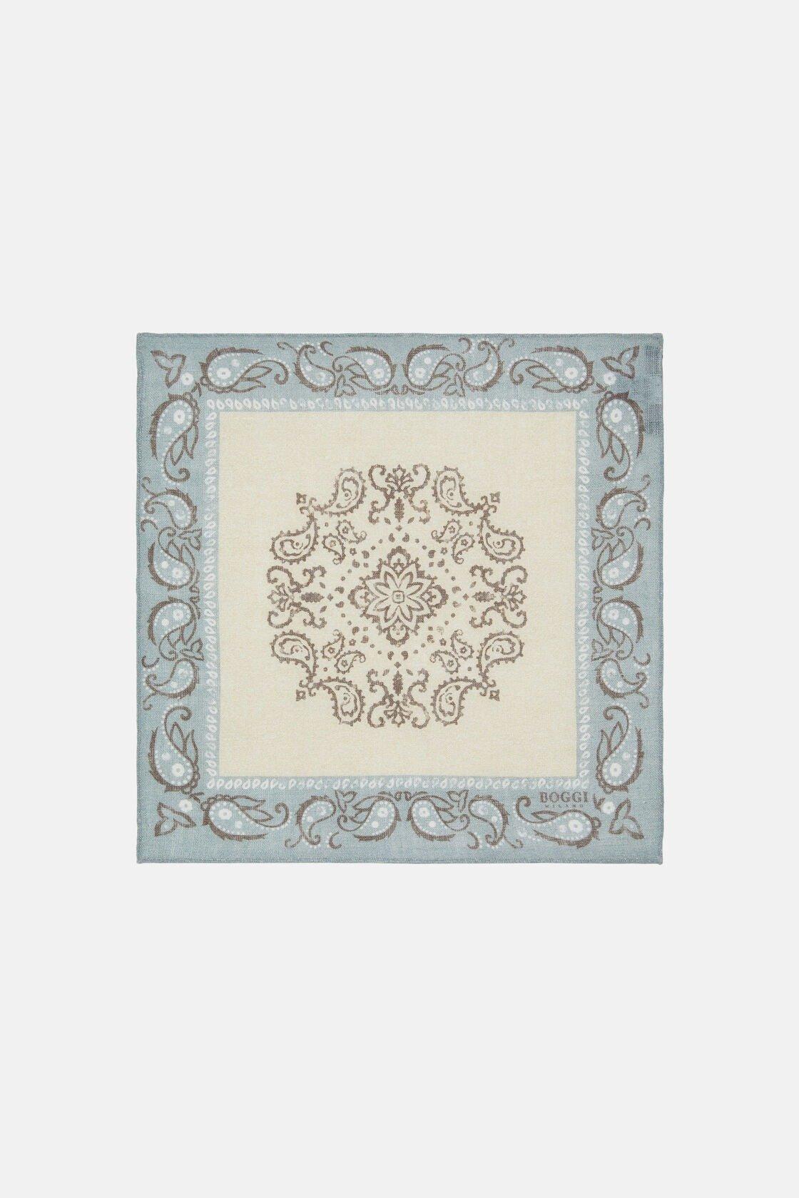 Macro Patterned Linen Pocket Square Green, Green, large image number 0