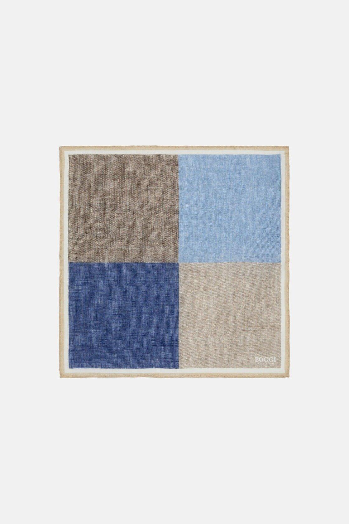 Multicolour Colour Block Linen Pocket Square, 3901_TAUP, large image number 0