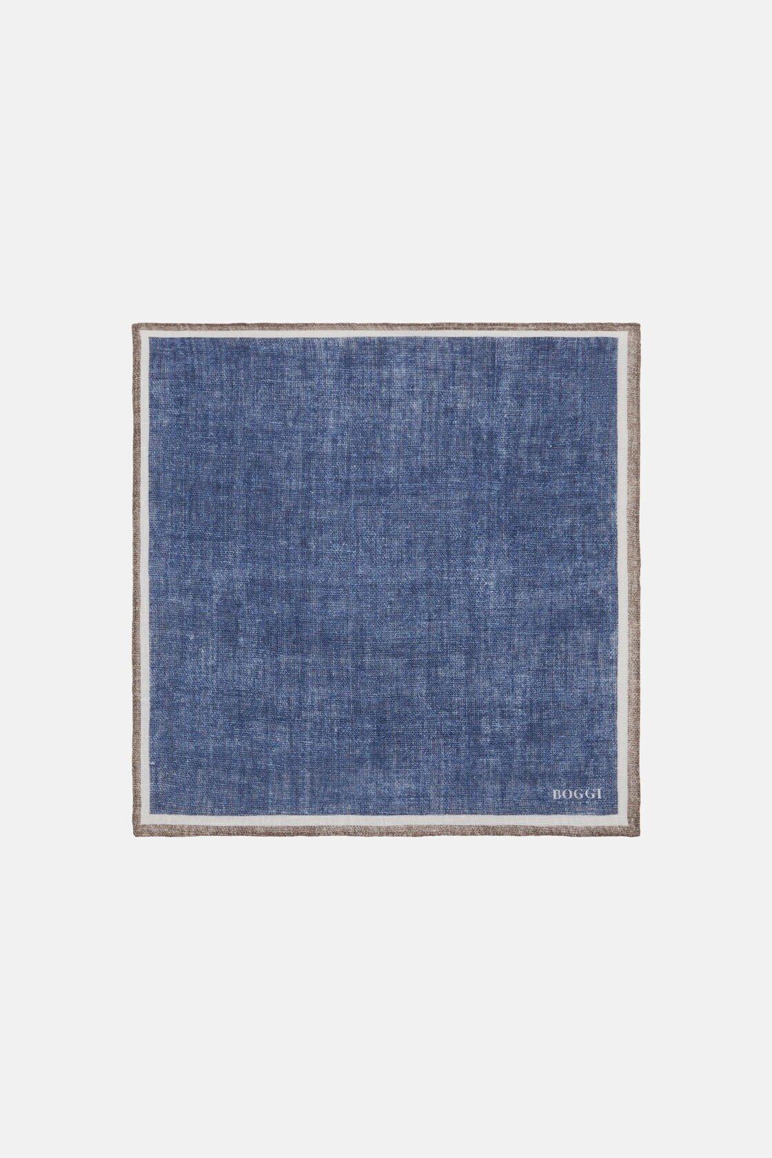 Contrasting Edge Pocket Square Blue, Blue, large image number 0
