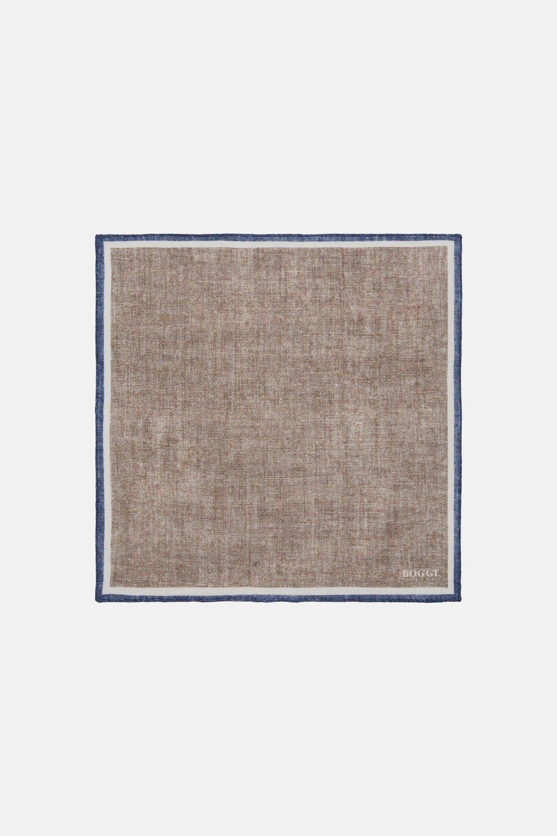 Boggi Milano - Beige Contrasting Edge Linen Pocket Square