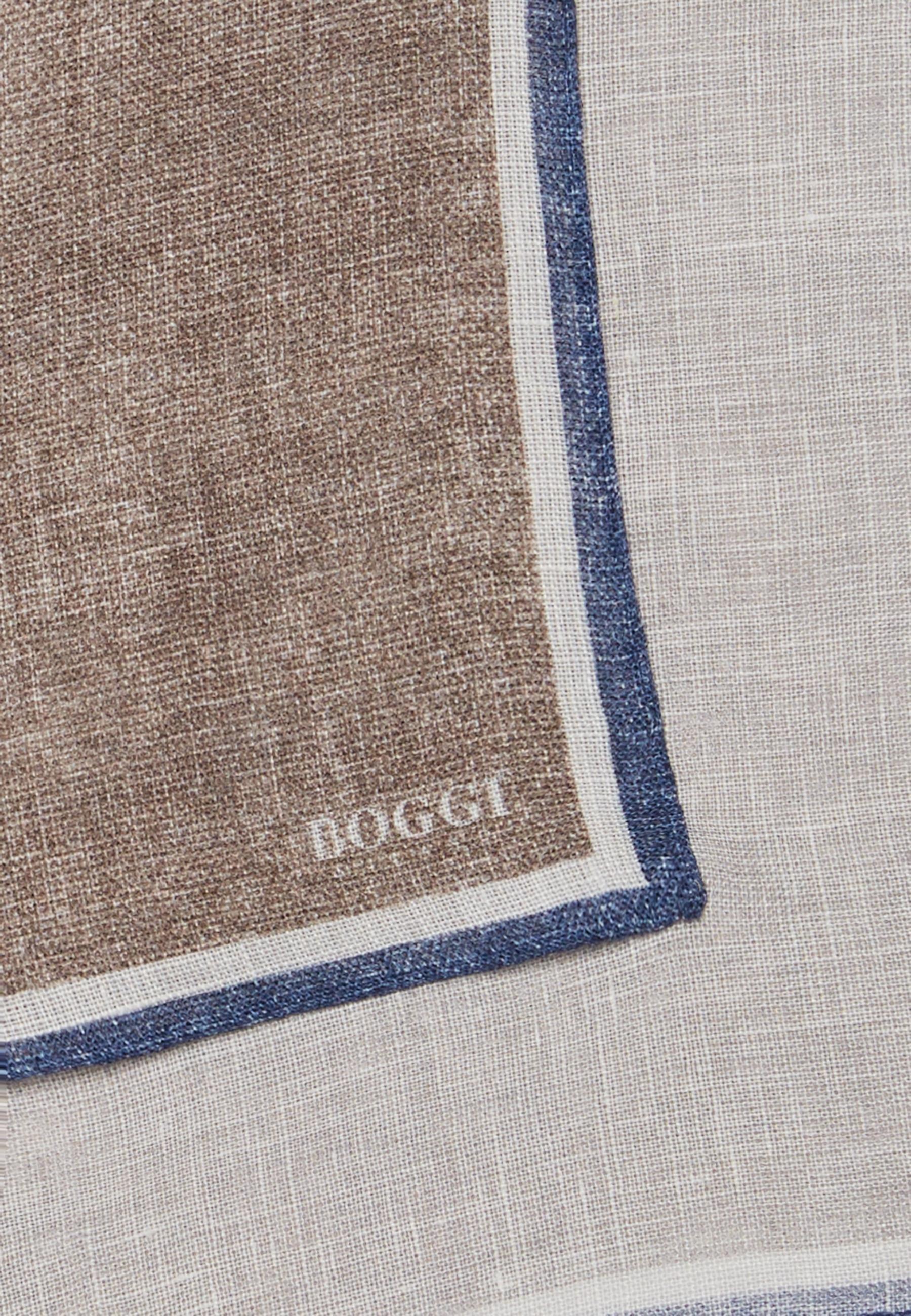 Boggi Milano - Beige Contrasting Edge Linen Pocket Square