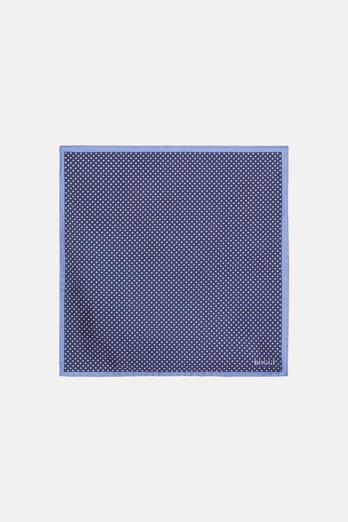Navy Floral Silk Pocket Square, Navy blue, large image number 0