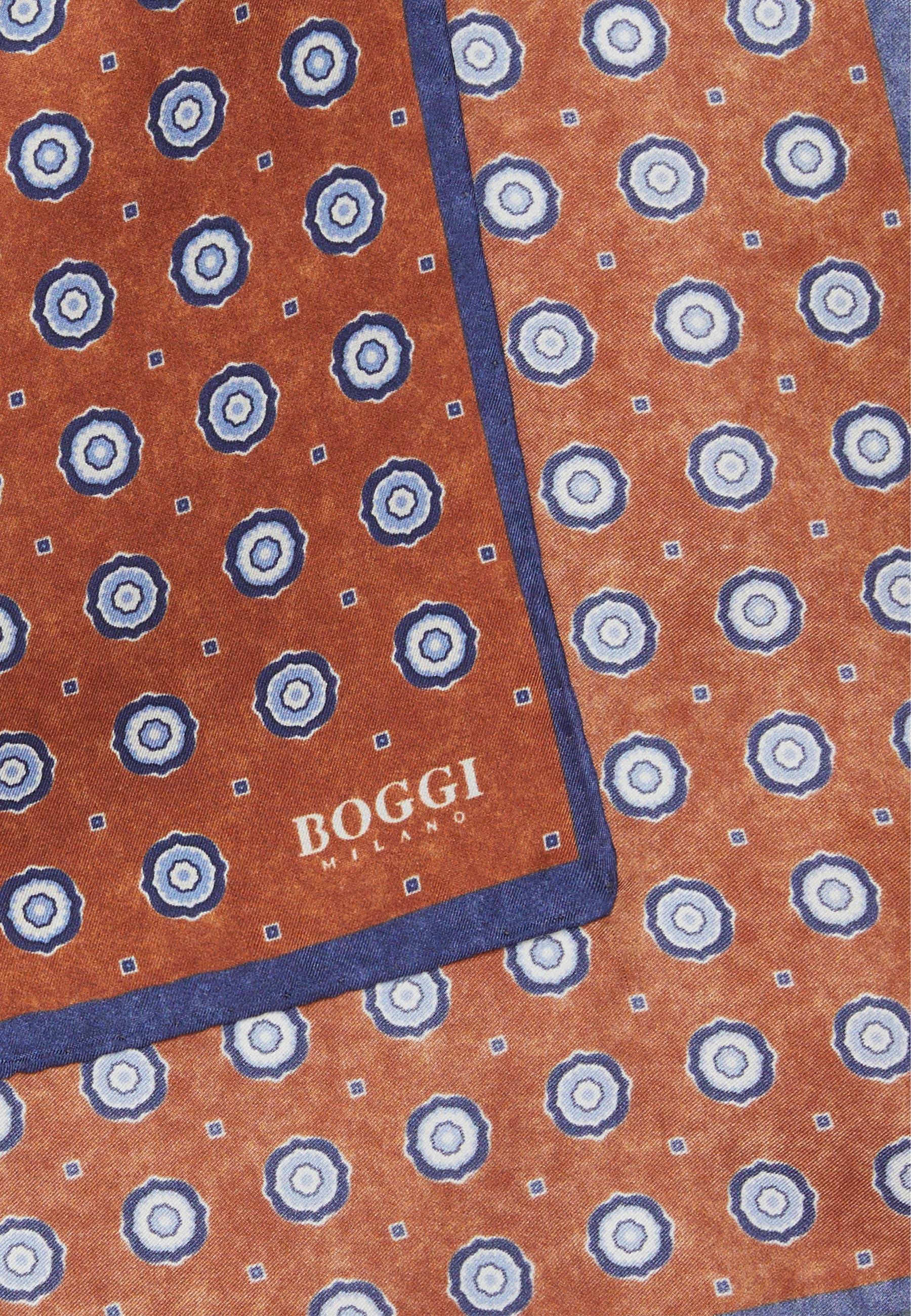 Orange Medallions Pattern Silk Pocket Square, Orange, large image number 1