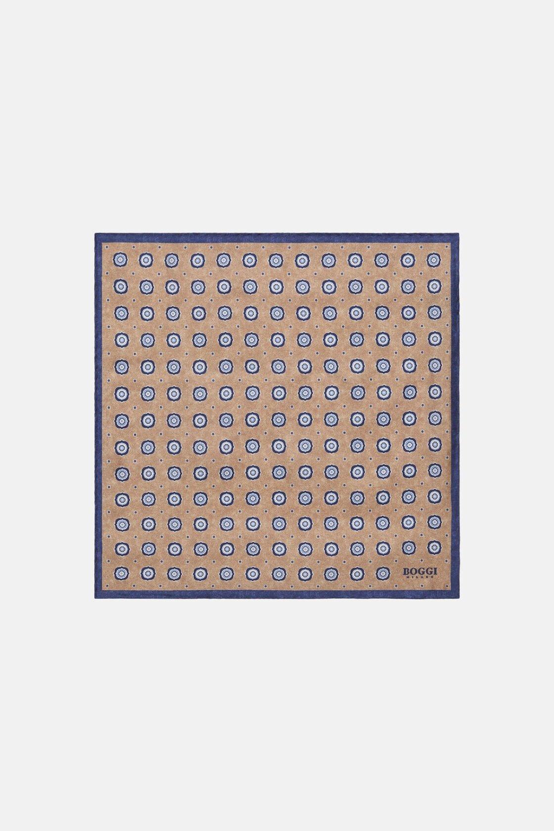 Patterned Silk Pocket Square Beige, Beige, large image number 0