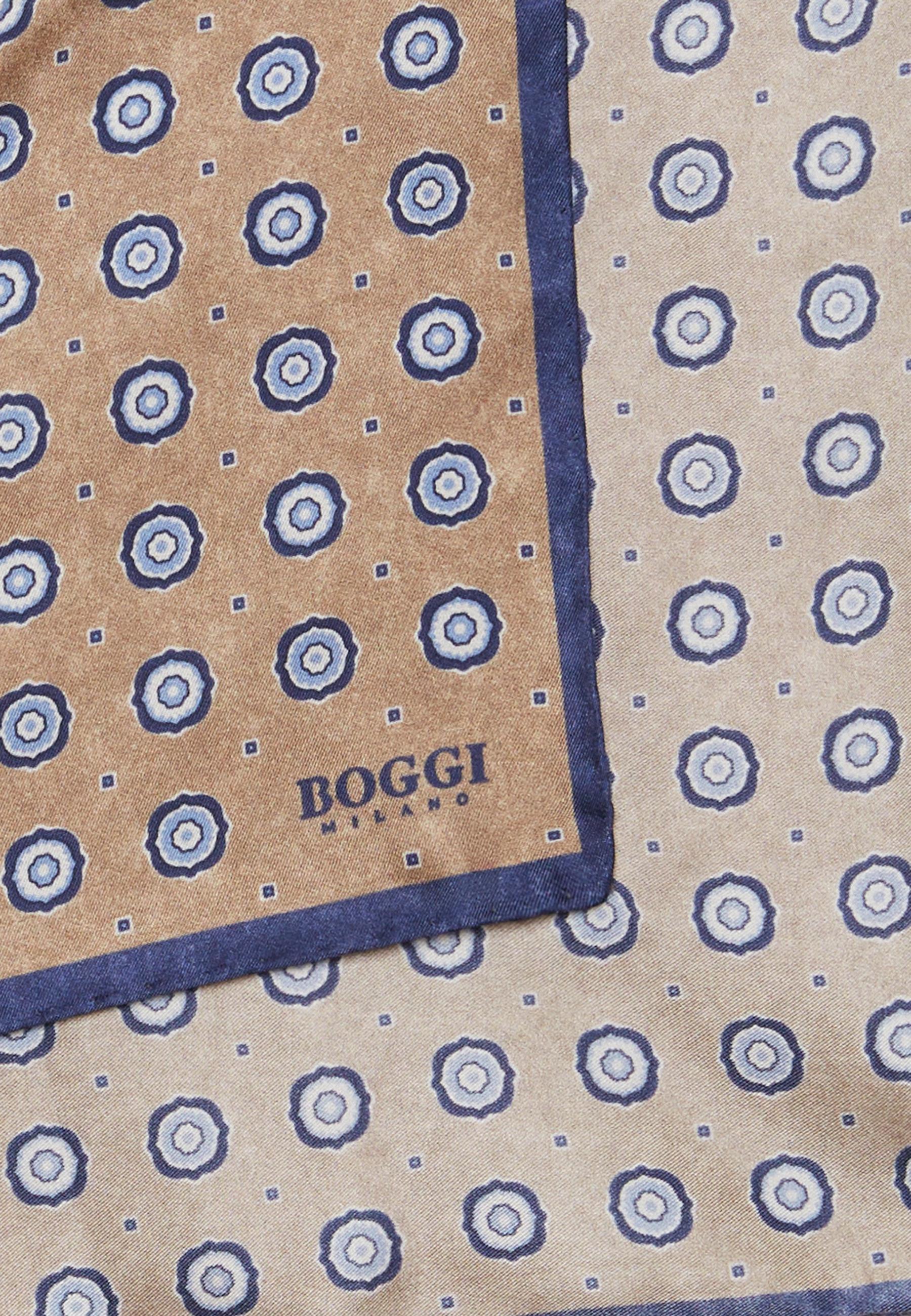 Boggi Milano - Beige Patterned Silk Pocket Square