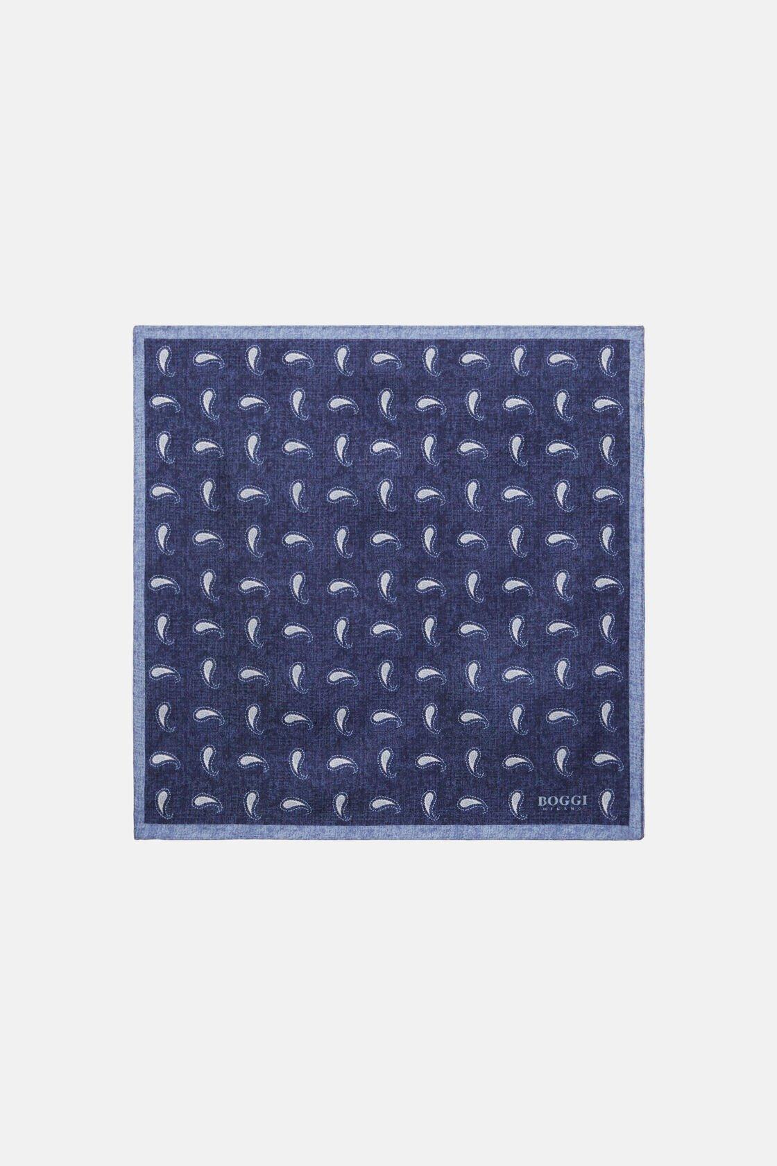 Navy Micro Patterned Silk Pocket Square, Navy blue, large image number 0