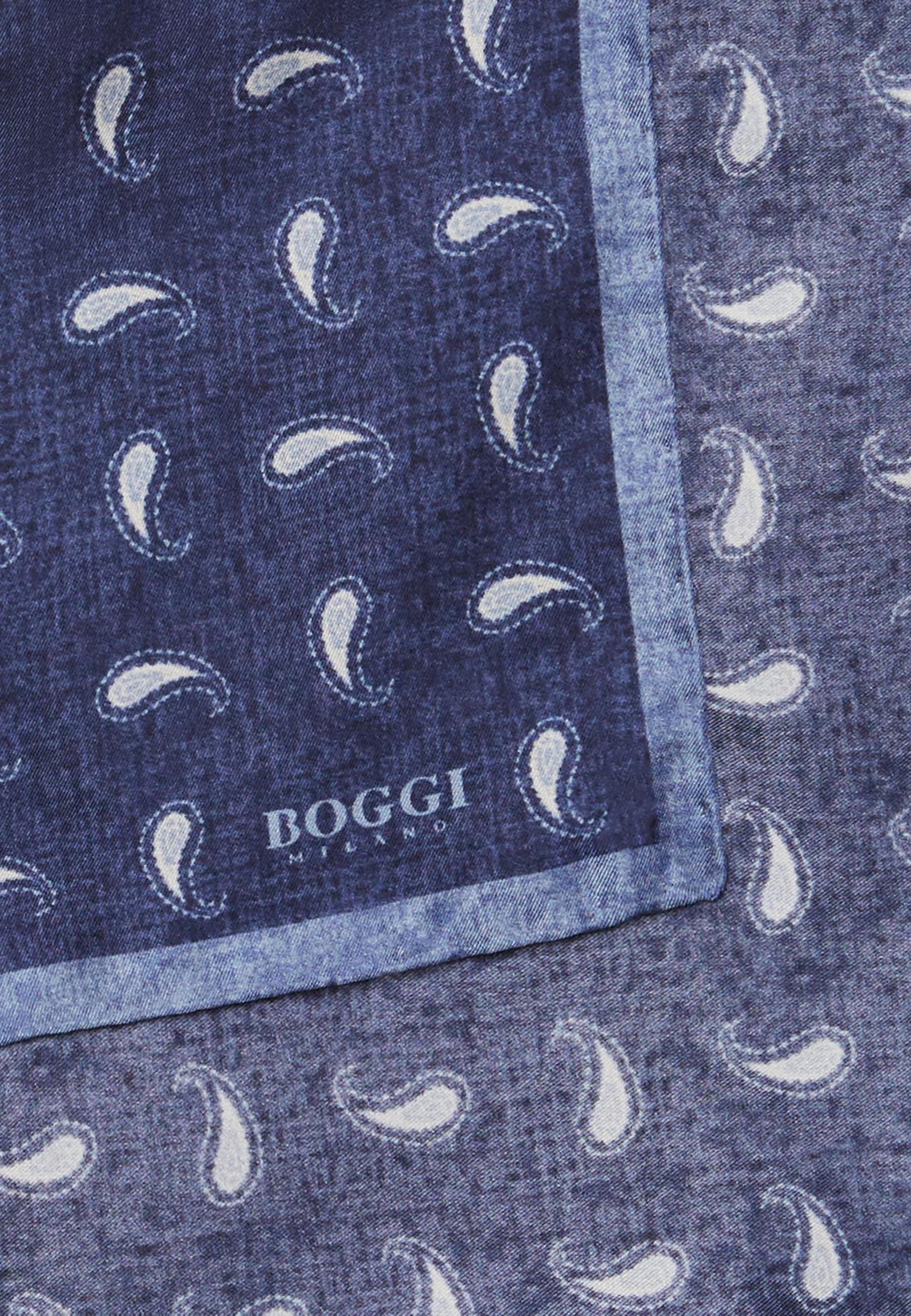 Boggi Milano - Navy Micro Patterned Silk Pocket Square
