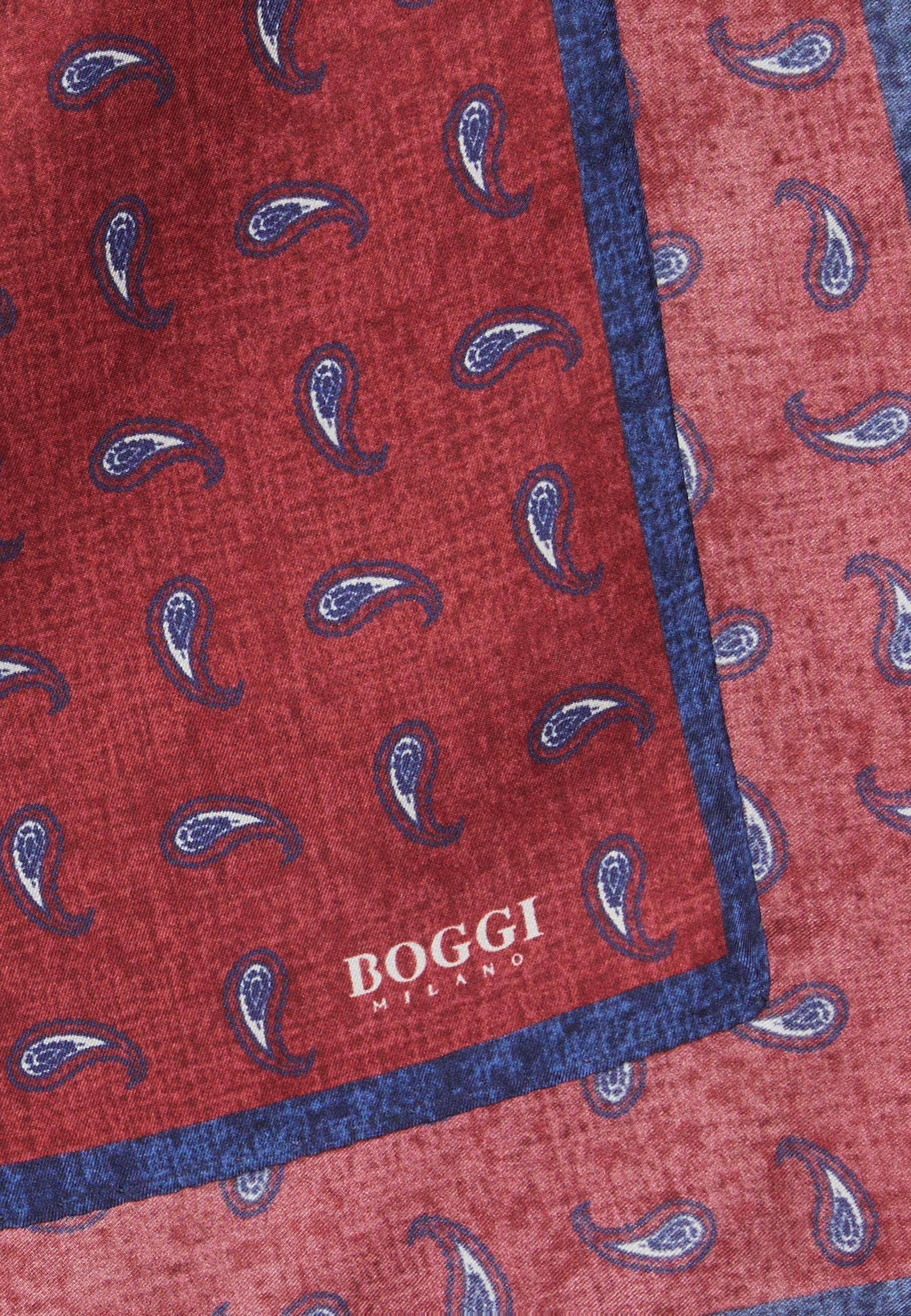 Boggi Milano - Burgundy Micro Patterned Silk Pocket Square