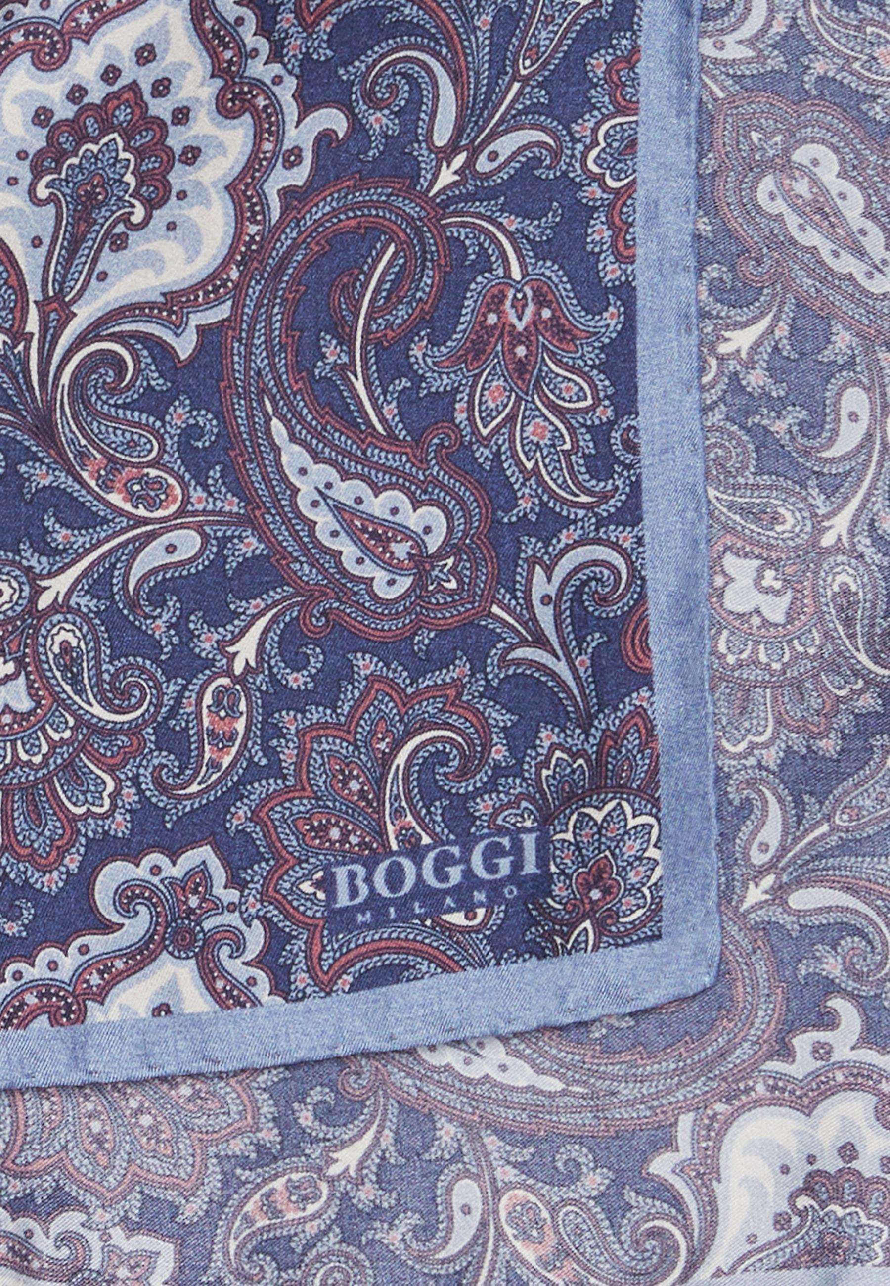 Blue Paisley Print Silk Pocket Square, 3901_BLUE, large image number 1