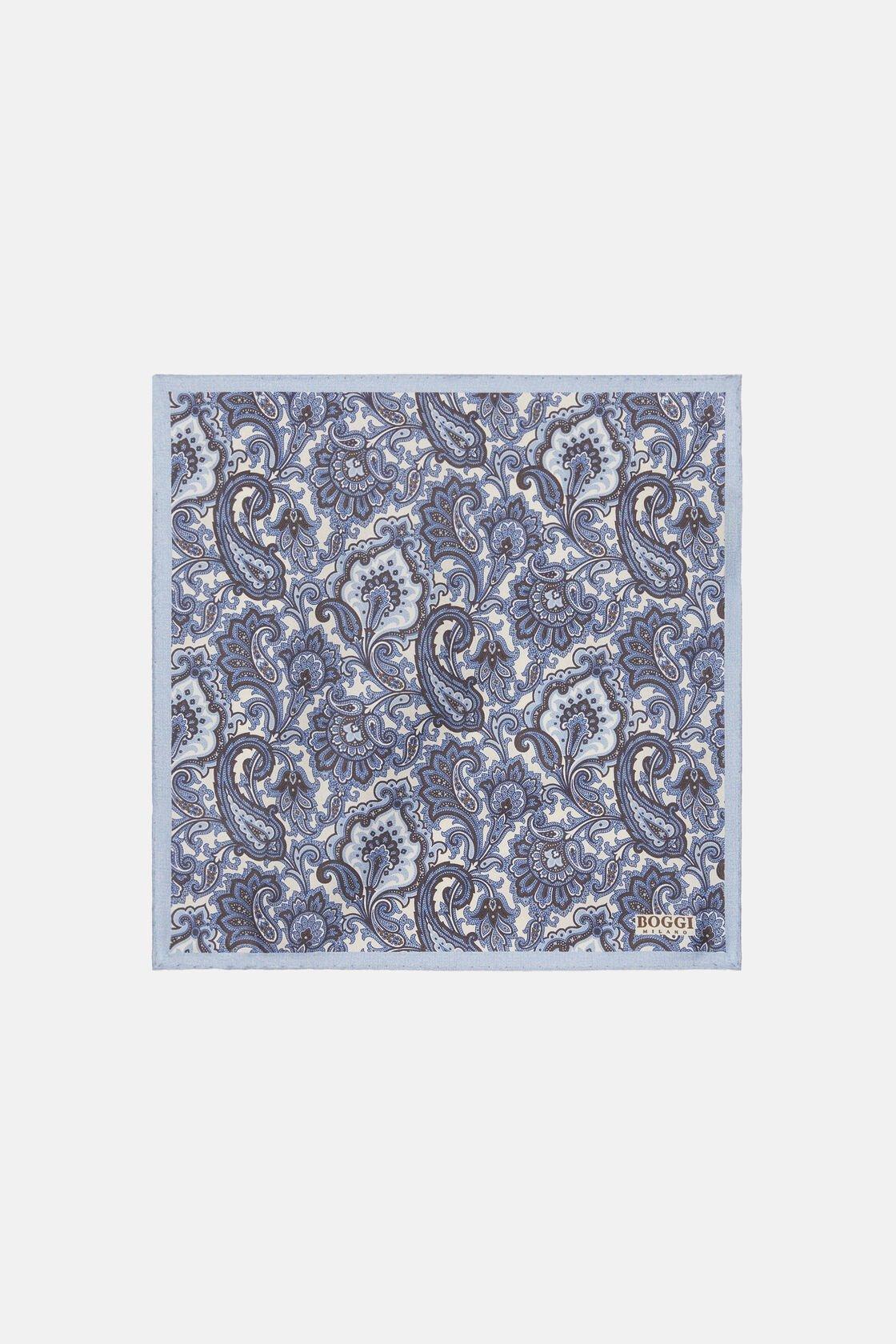 Boggi Milano - Cream Paisley Print Silk Pocket Square