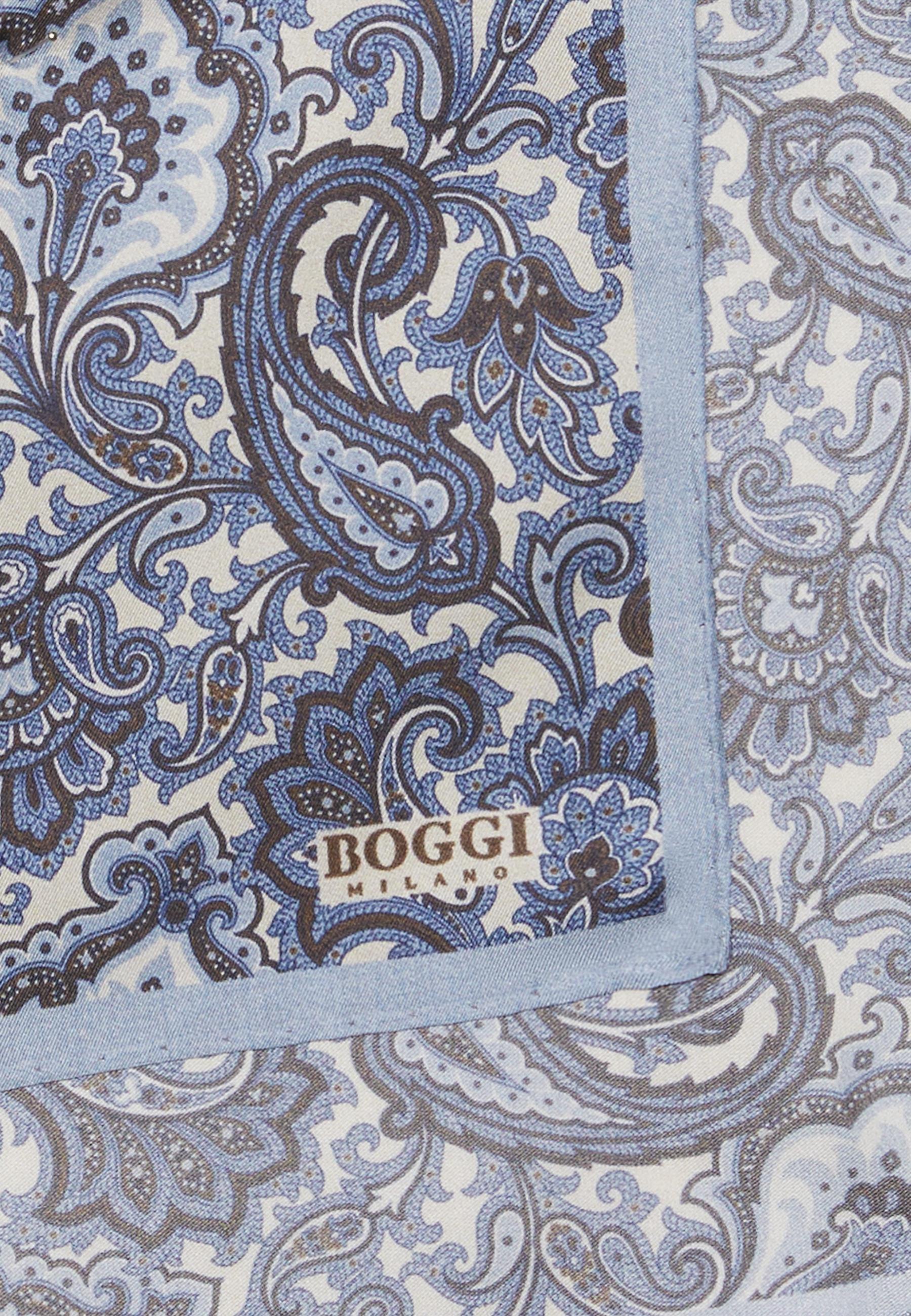 Paisley Print Silk Pocket Square Cream, , large image number 1