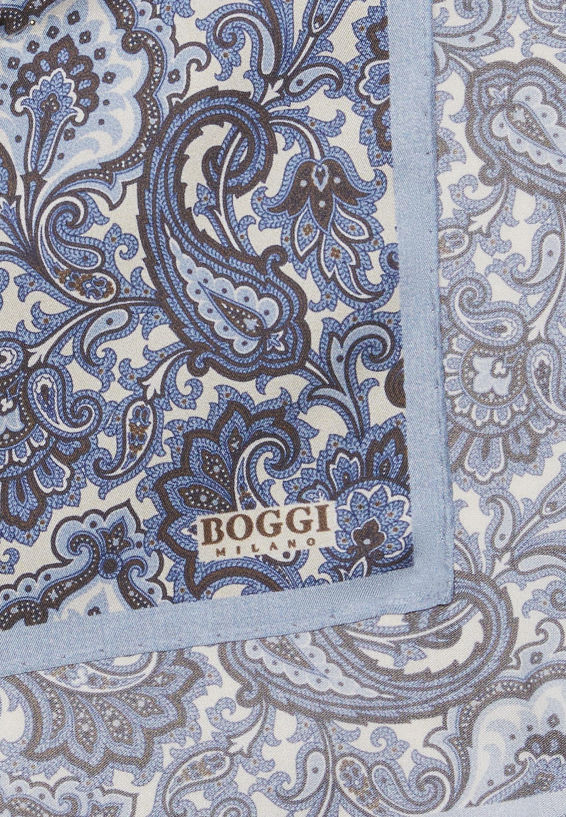 Boggi Milano - Cream Paisley Print Silk Pocket Square