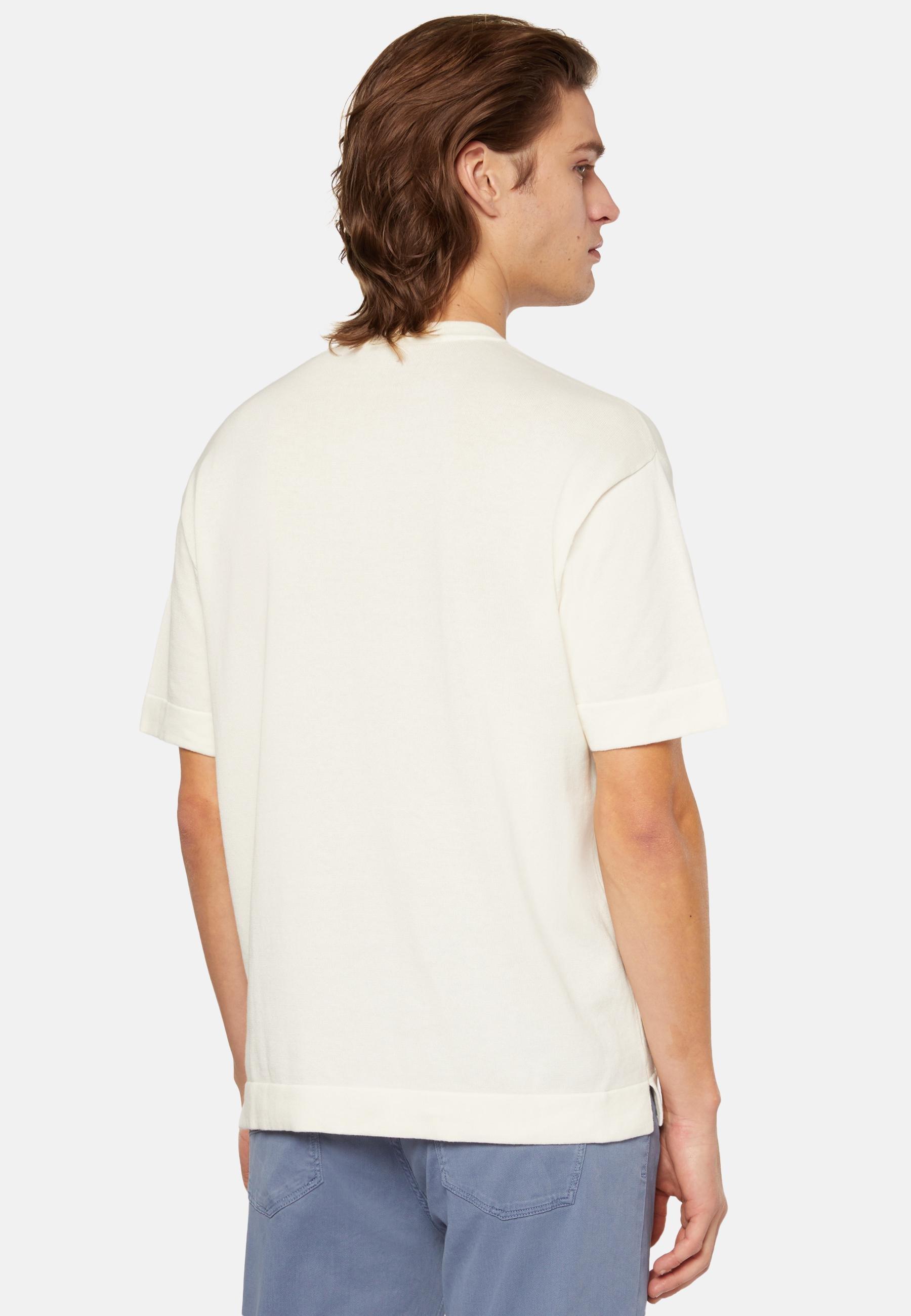 Pima Cotton Knitted T-Shirt White, White, large image number 2